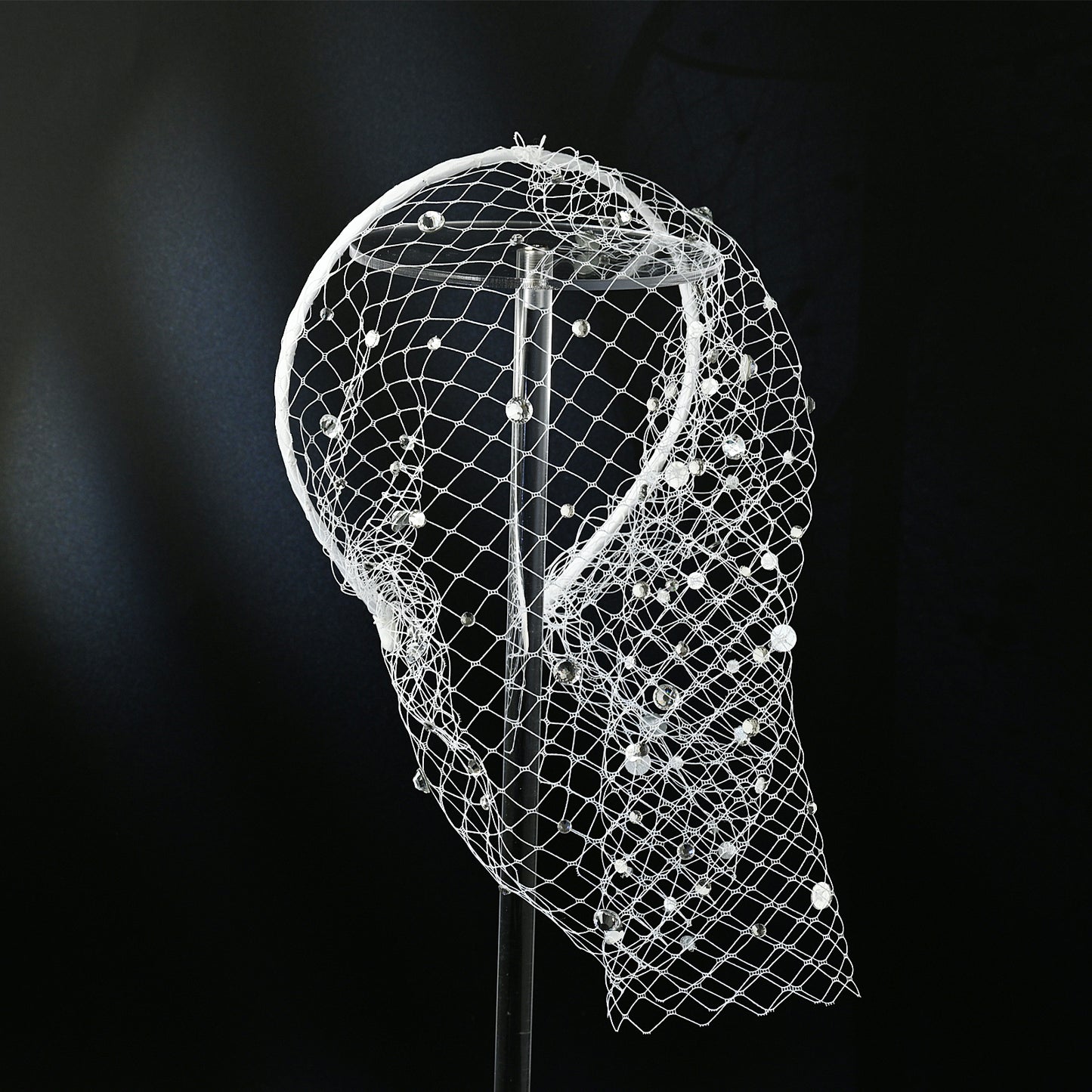 Birdcage Bridal Veil Elastic Headband Blusher Face Veil Wedding Hair Accessory - Bridella BVA12-W