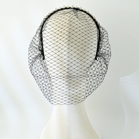Black Birdcage Veil Bridal Blusher Face Veil Vintage Wedding Hair Accessory - Bridella BVA11-B