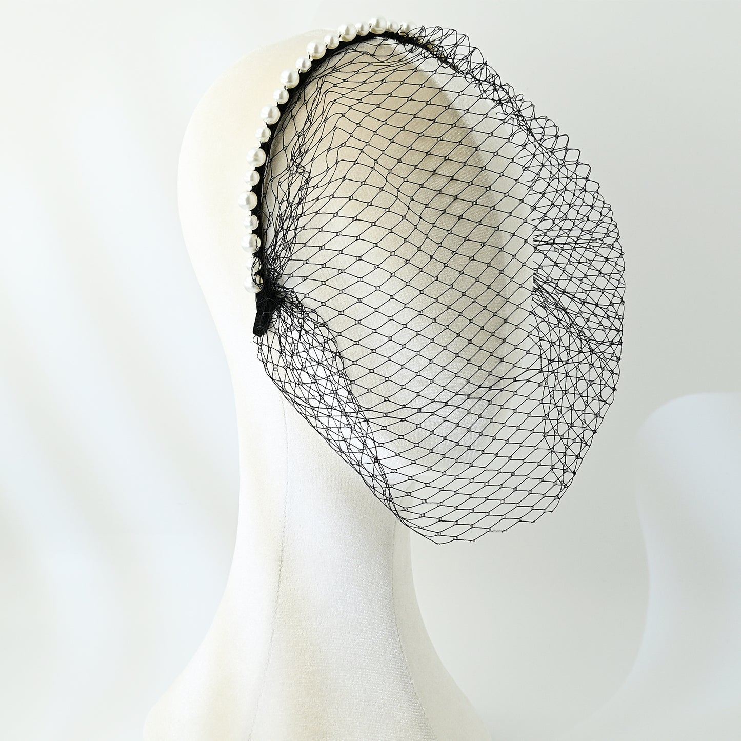 Black Birdcage Veil Bridal Blusher Face Veil Vintage Wedding Hair Accessory - Bridella BVA11-B