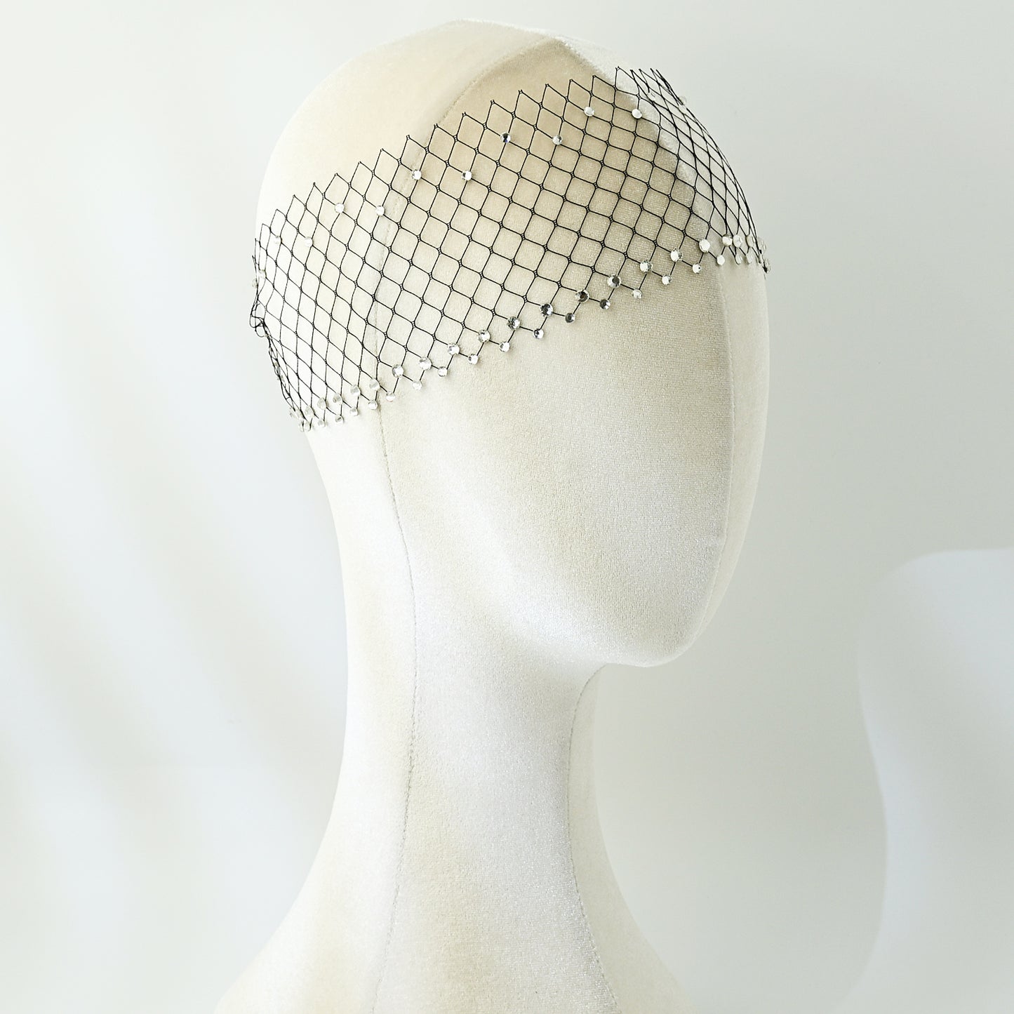 Black Birdcage Bridal Veil Rhinestone Wedding Veil - Bridella BVA29-B