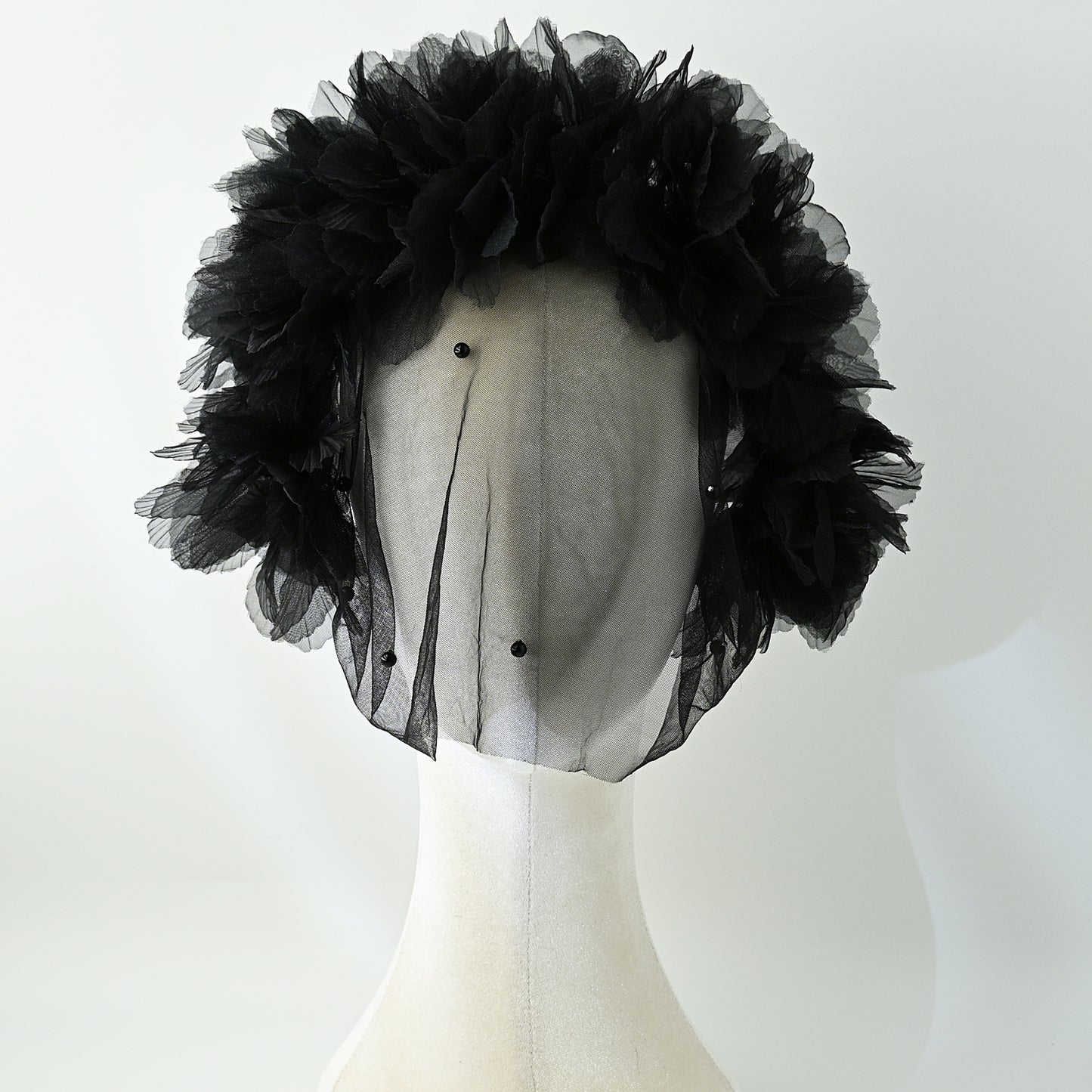 Black Flower Crown Bridal Veil - Bridella BVA21-B
