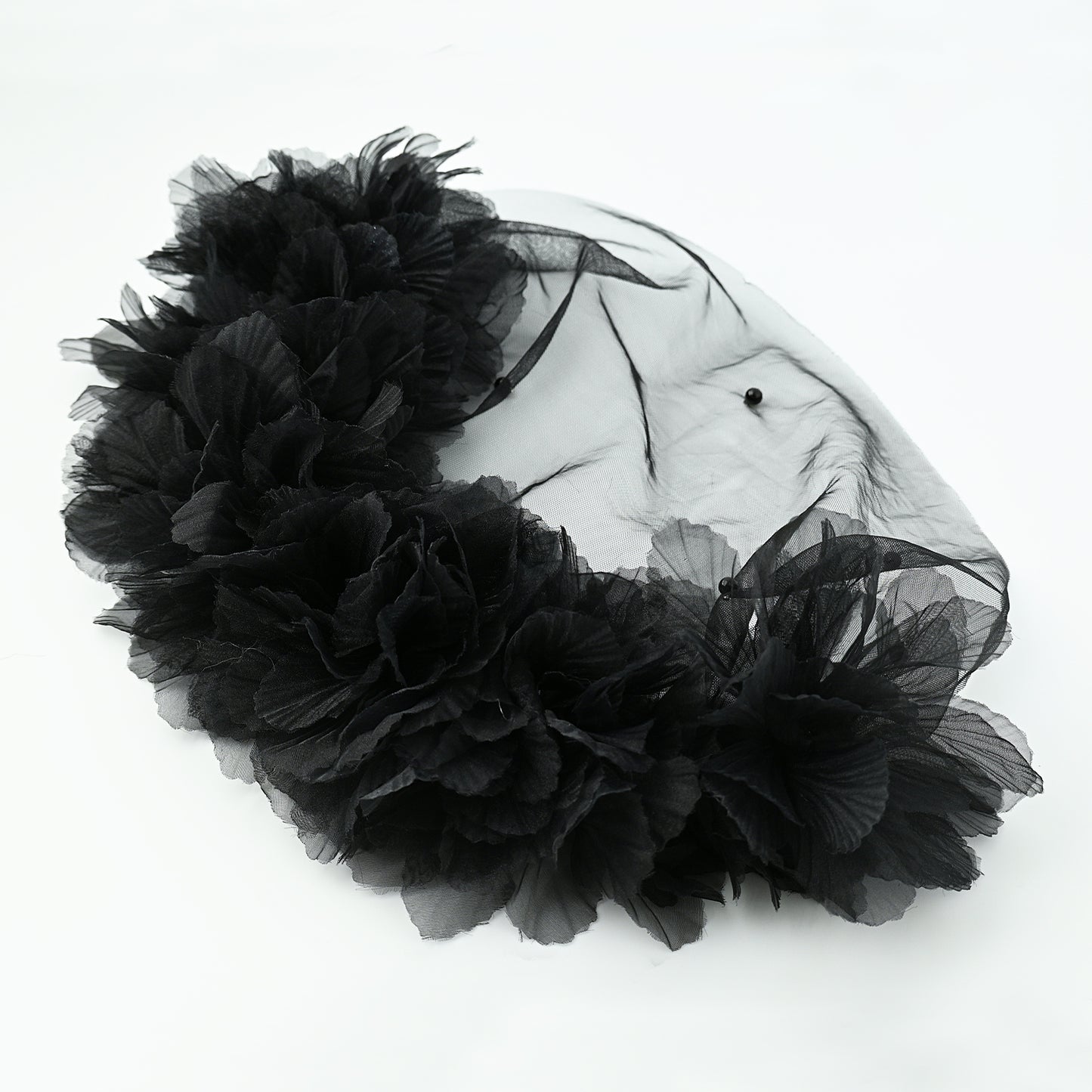Black Flower Crown Bridal Veil - Bridella BVA21-B