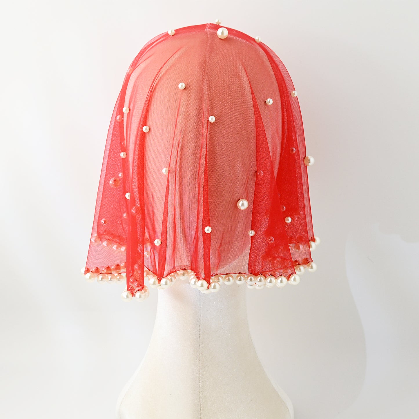 Pearl Beaded Blusher Bridal Veil Short Wedding Face Veil Bride Accessory - Bridella BVA10-R