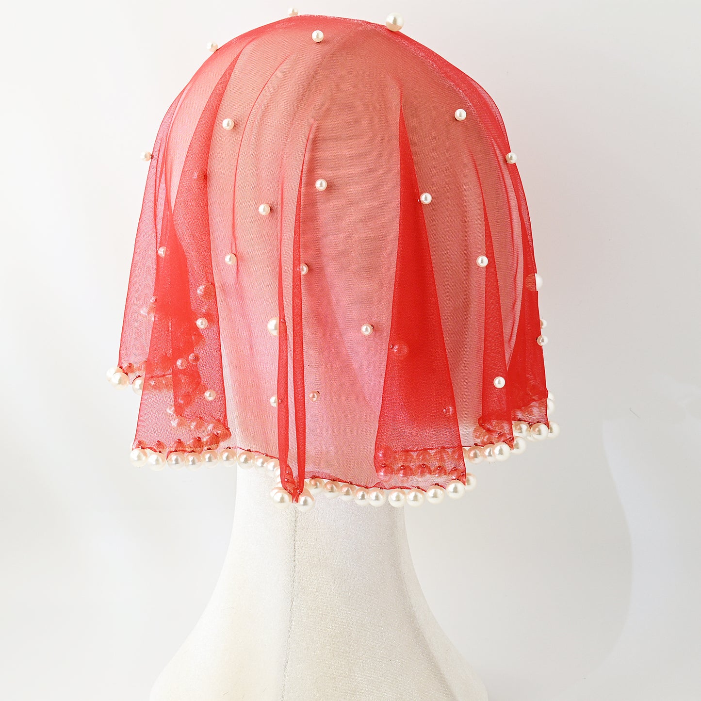 Pearl Beaded Blusher Bridal Veil Short Wedding Face Veil Bride Accessory - Bridella BVA10-R