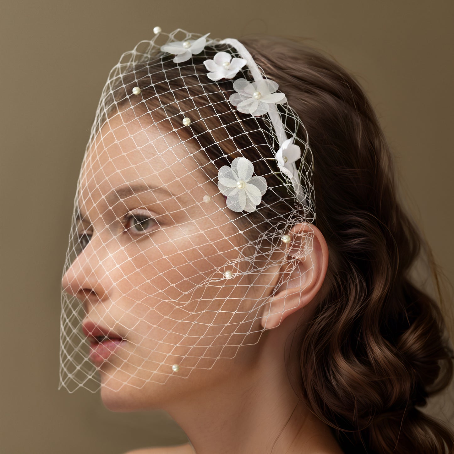 Floral Bridal Veil Headband Wedding Hair Accessory - Bridella BVA27-W