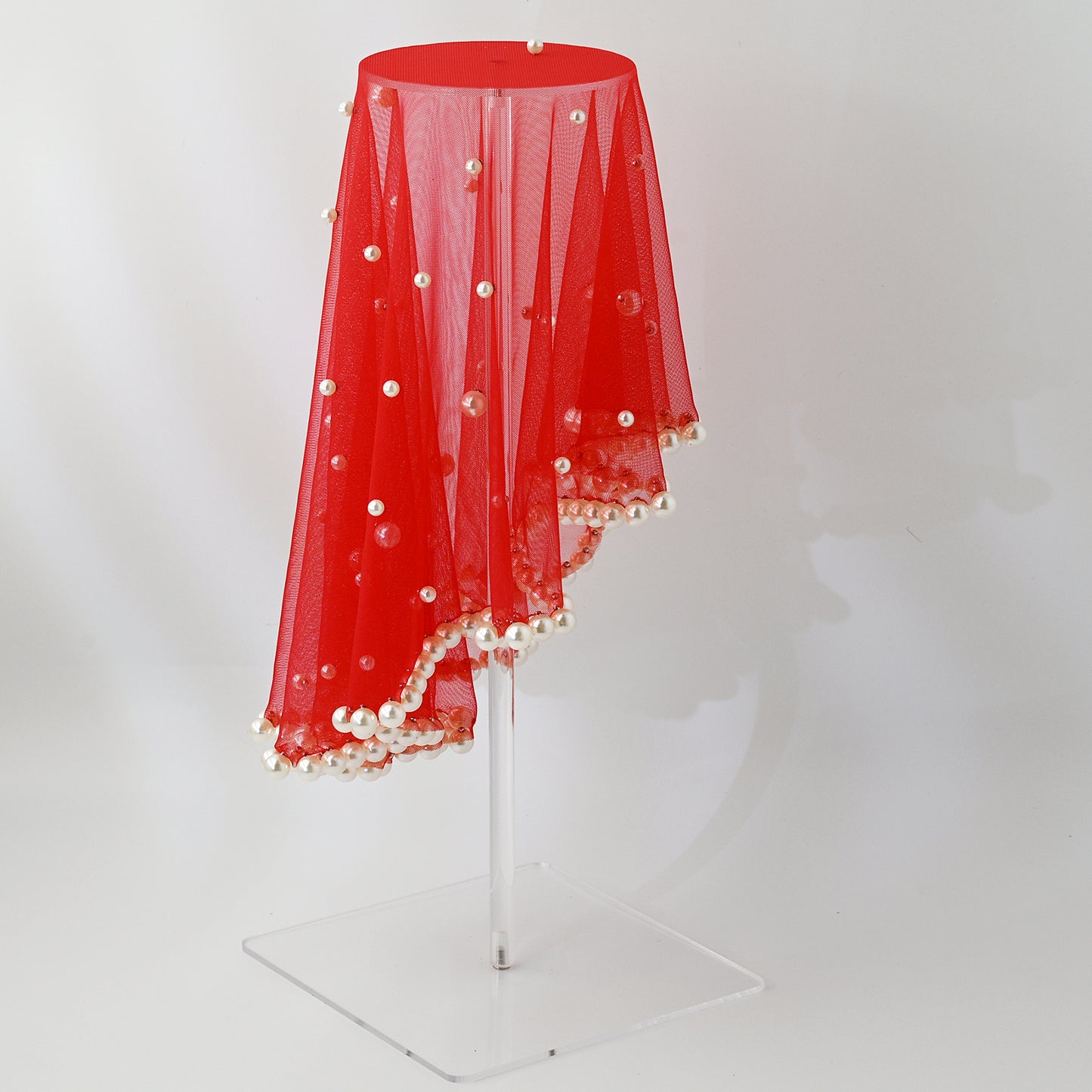 Pearl Beaded Blusher Bridal Veil Short Wedding Face Veil Bride Accessory - Bridella BVA10-R