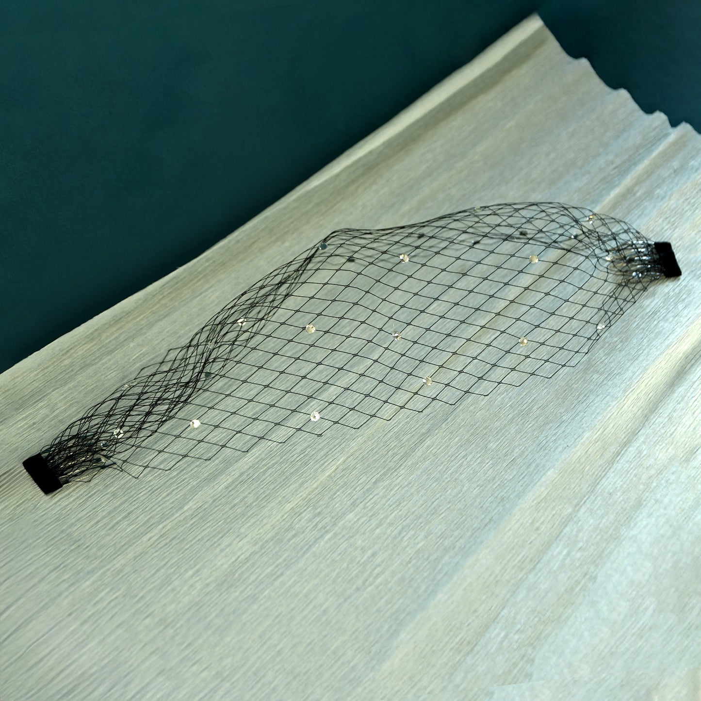 Black Birdcage Bridal Veil Rhinestone Wedding Veil - Bridella BMA42