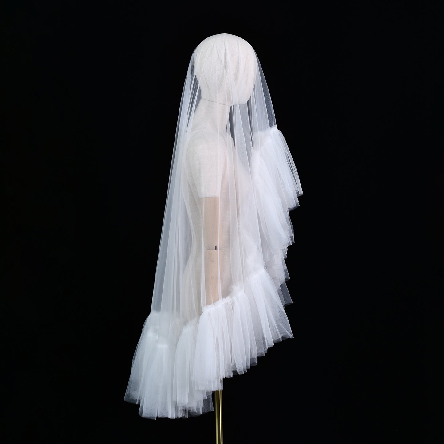 Ivory, Fluffy, Minimalism, Two layer, Bridal veil
