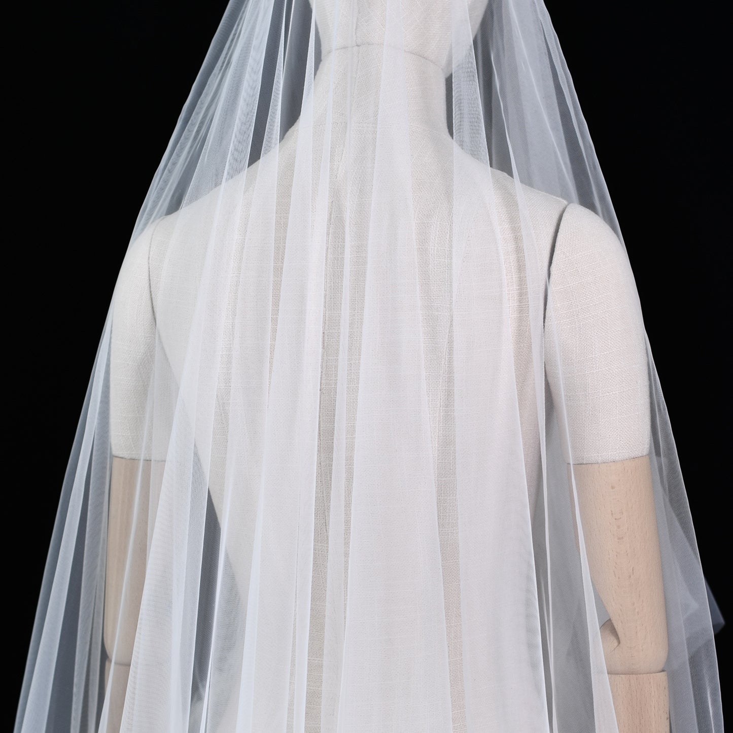 Ivory, Fluffy, Minimalism, Two layer, Bridal veil