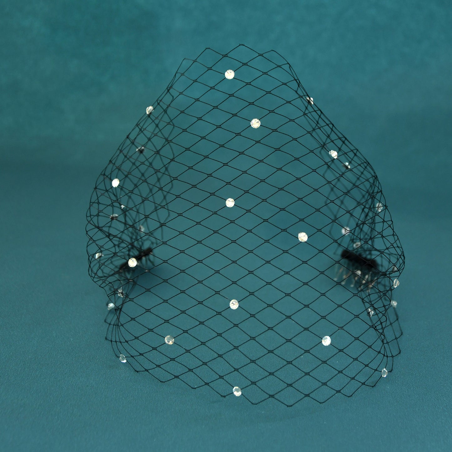 Black Birdcage Bridal Veil Rhinestone Wedding Veil - Bridella BMA42