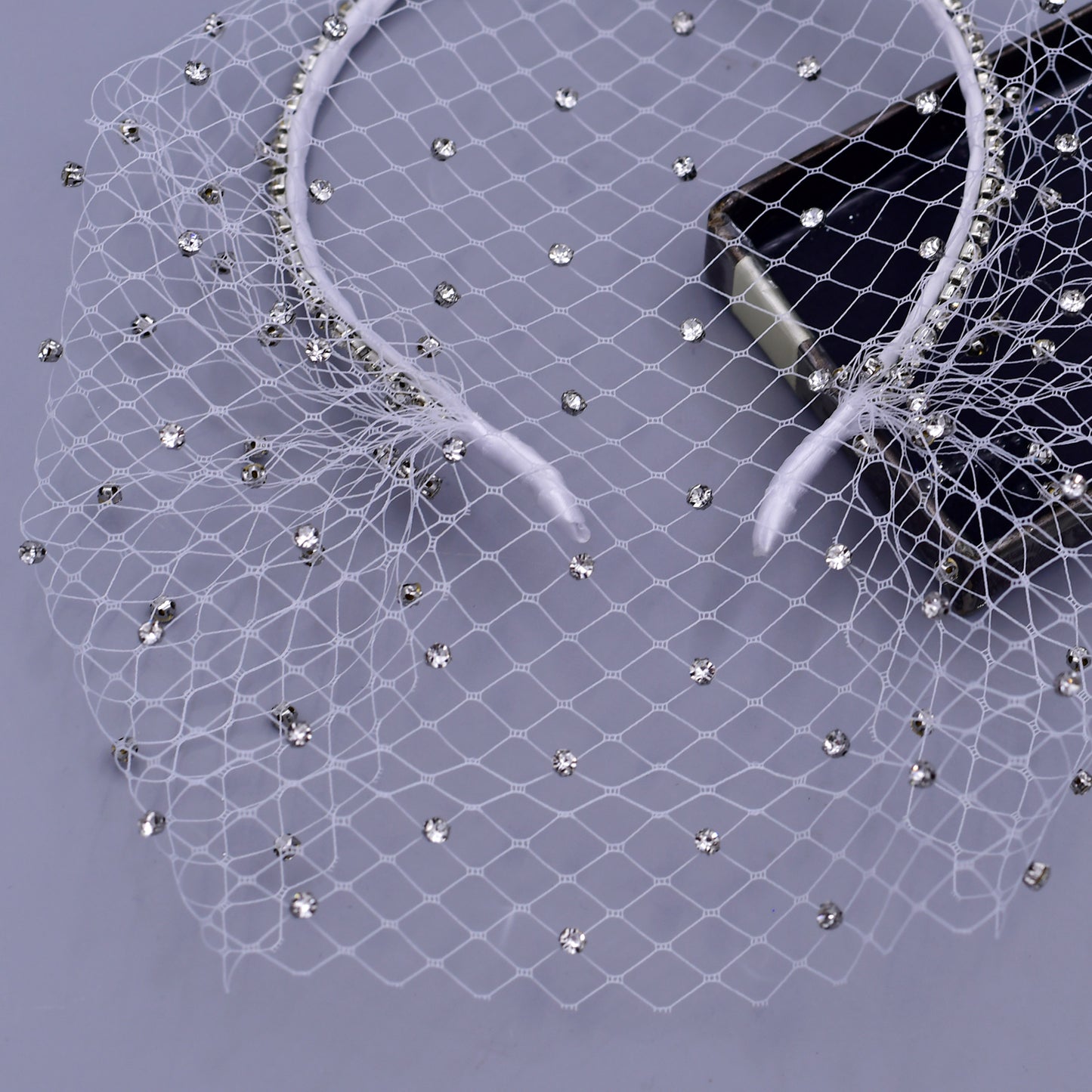 Vintage Rhinestone Birdcage Veil Bridal Face Veil Short Wedding Veil White - Bridella VA09-W