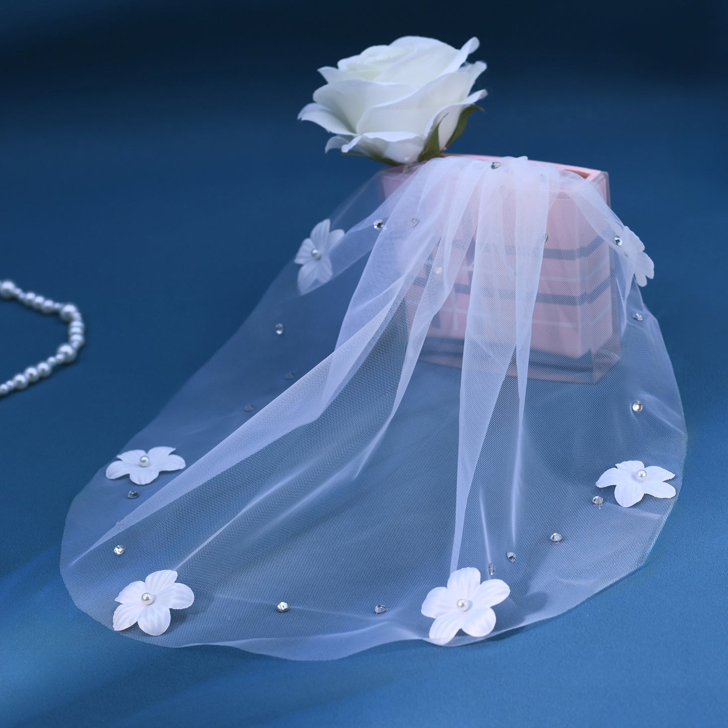 Pearl Birdcage Bridal Veil Wedding Hair Comb Veil - Bridella BMA20