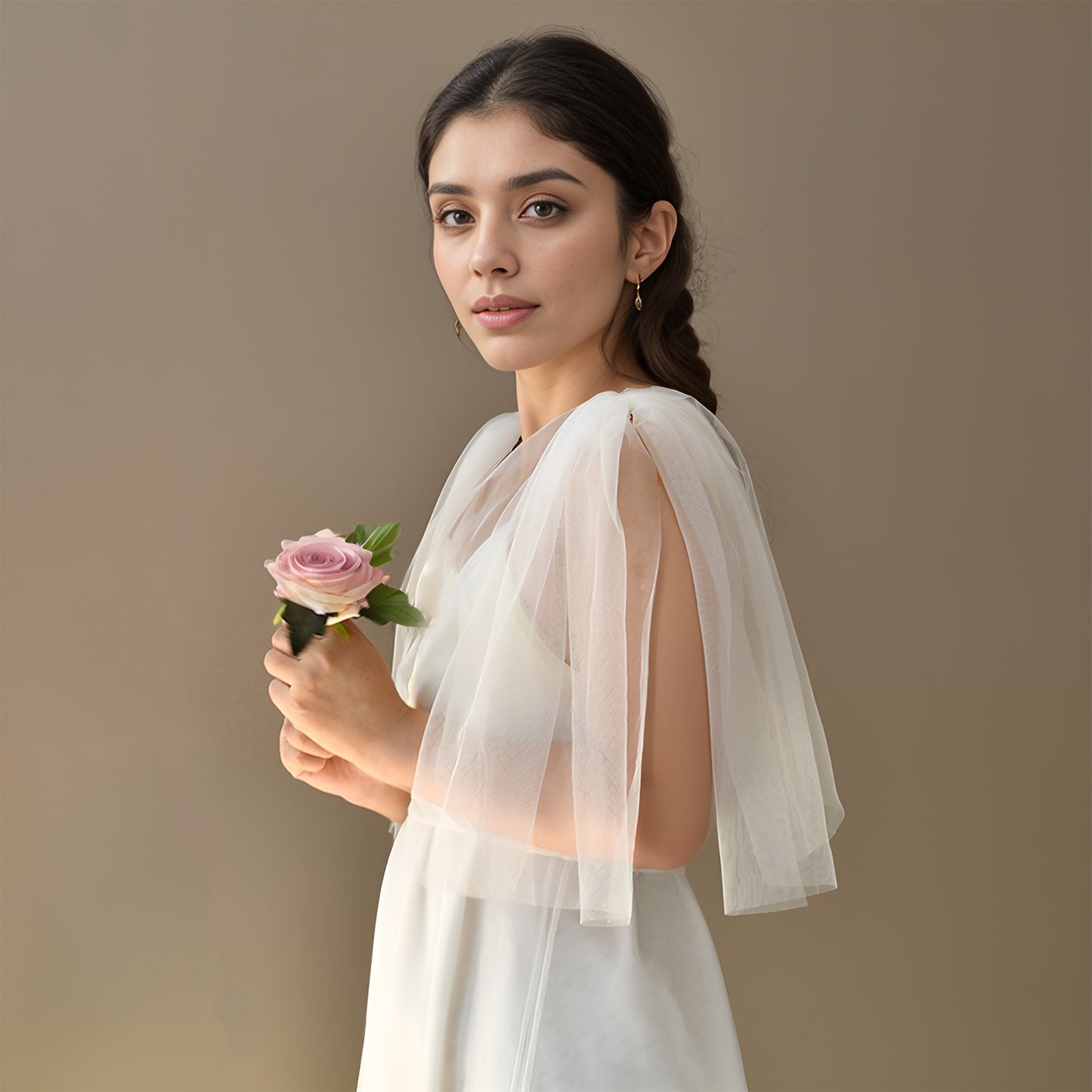 Mesh Bridal Shawl Sleeves Wedding Wrap - Bridella BVG40