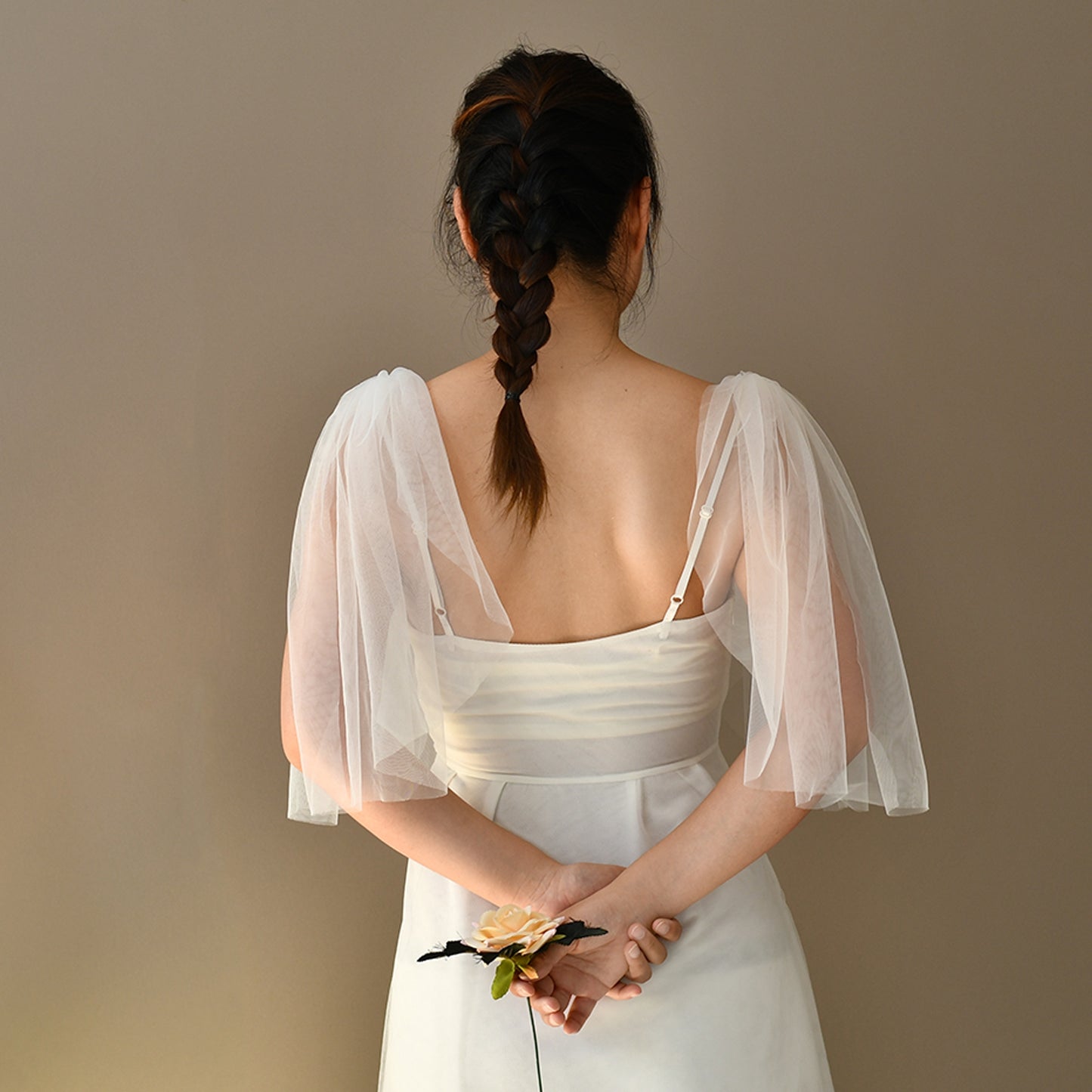 Mesh Bridal Shawl Sleeves Wedding Wrap - Bridella BVG40