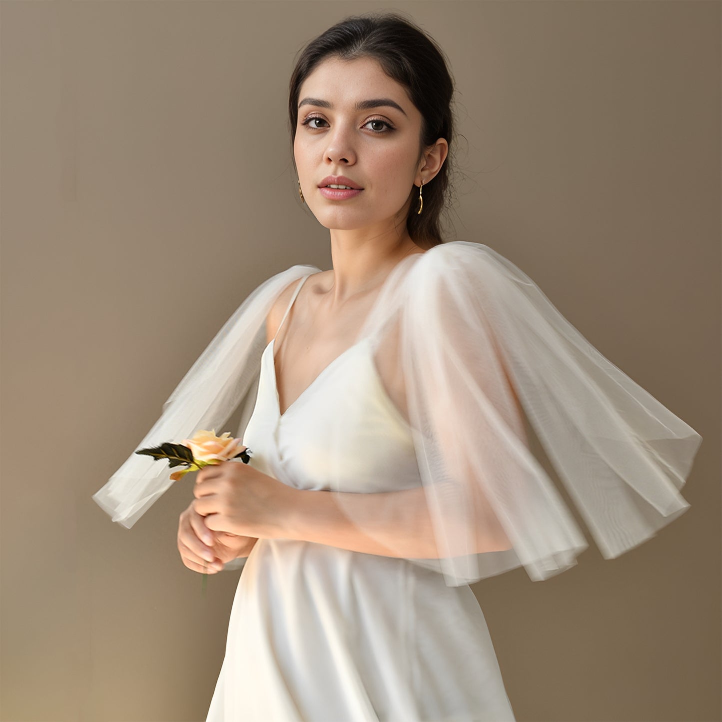 Mesh Bridal Shawl Sleeves Wedding Wrap - Bridella BVG40