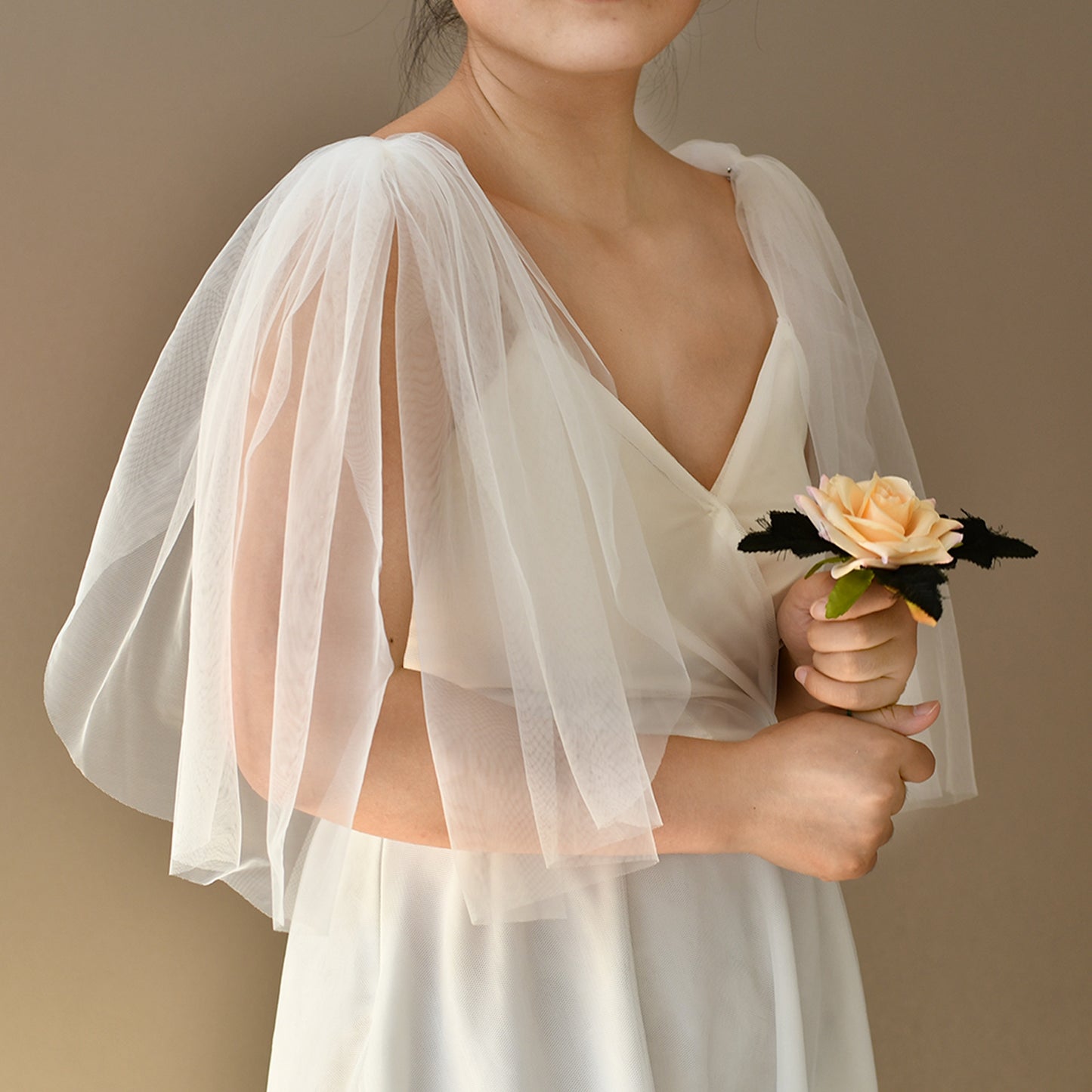 Mesh Bridal Shawl Sleeves Wedding Wrap - Bridella BVG40