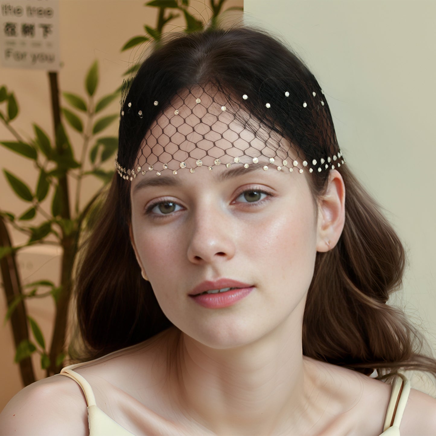 Black Birdcage Bridal Veil Rhinestone Wedding Veil - Bridella BVA29-B