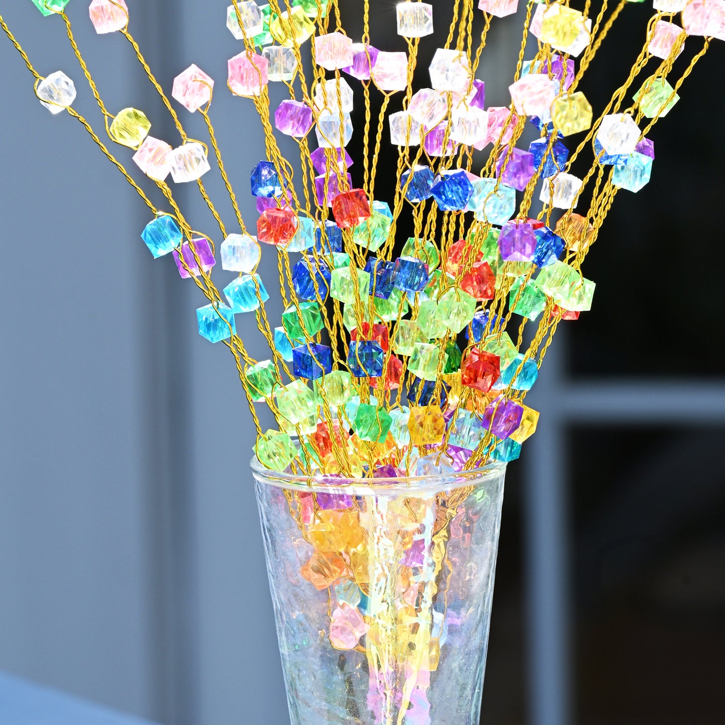 Single Stem Multicolor Crystal Beaded Artificial Flower K24