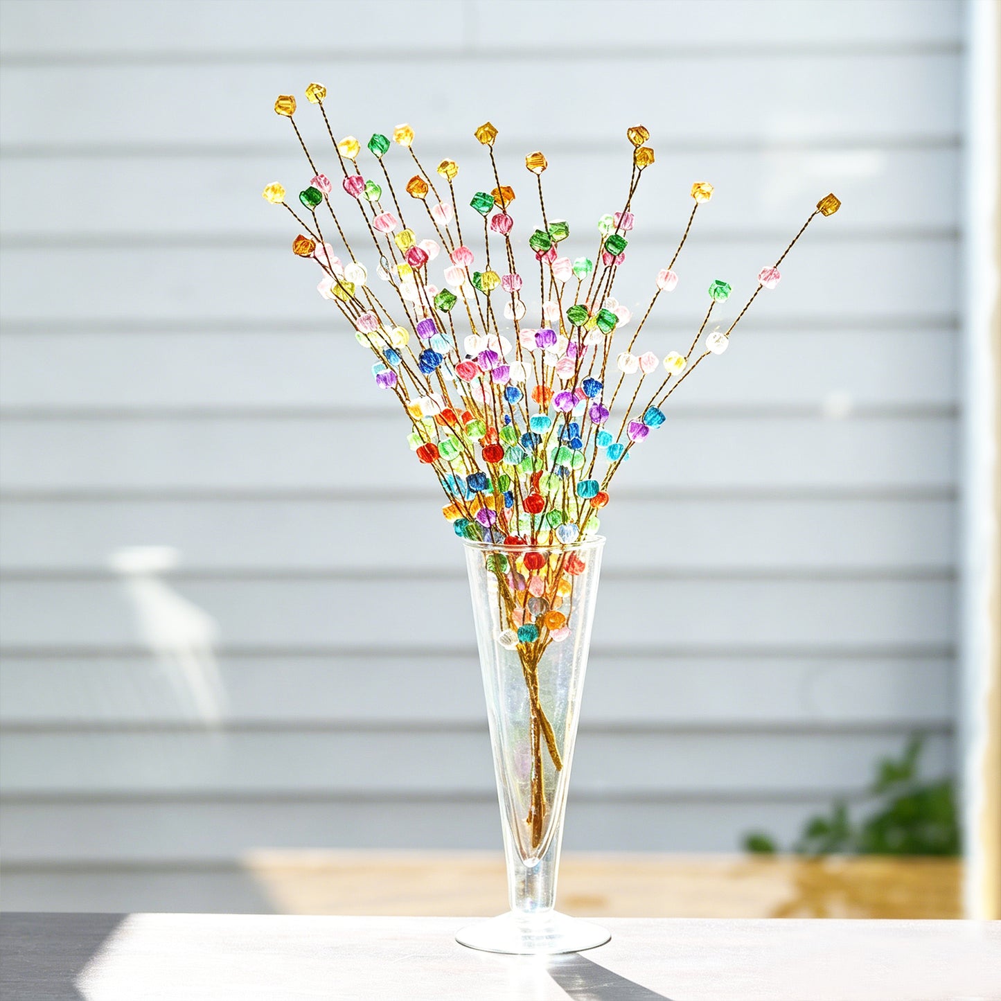 Single Stem Multicolor Crystal Beaded Artificial Flower K24