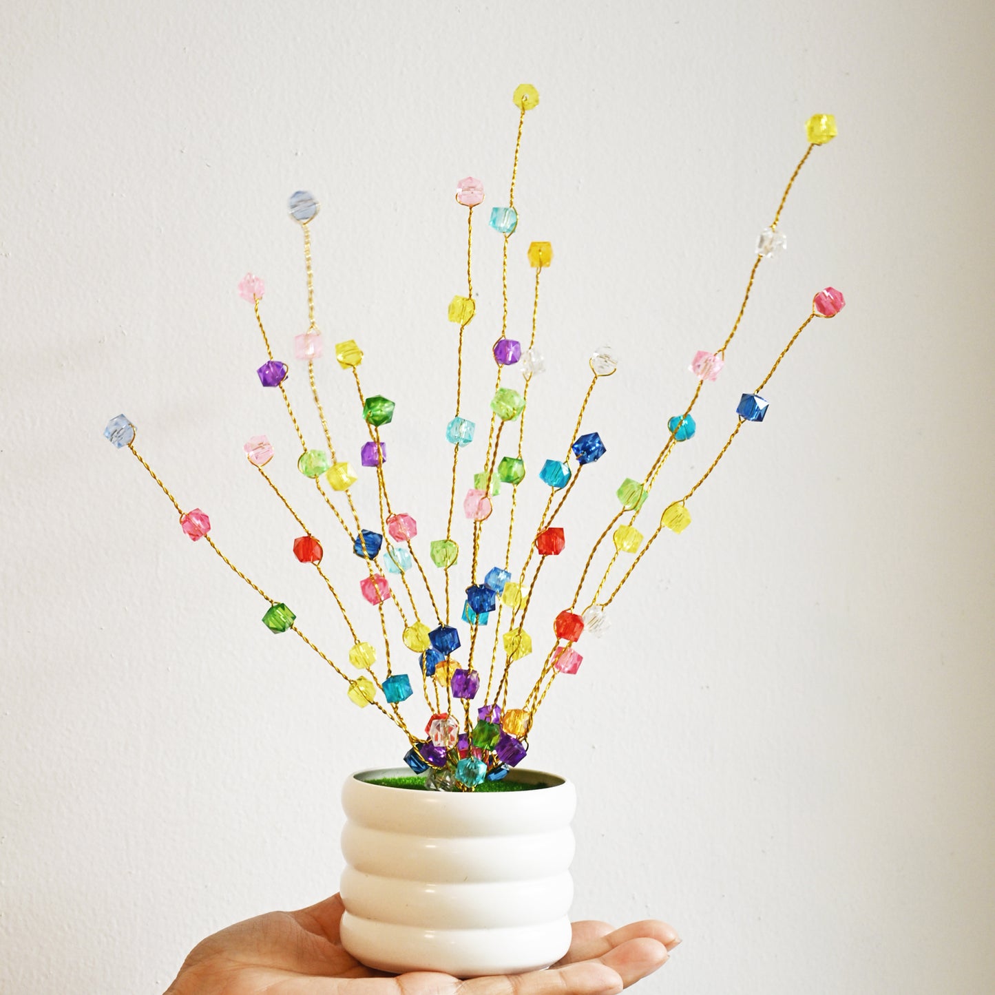 Handmade Rainbow Crystal Cube Tree, Artificial Flower Arrangement L63