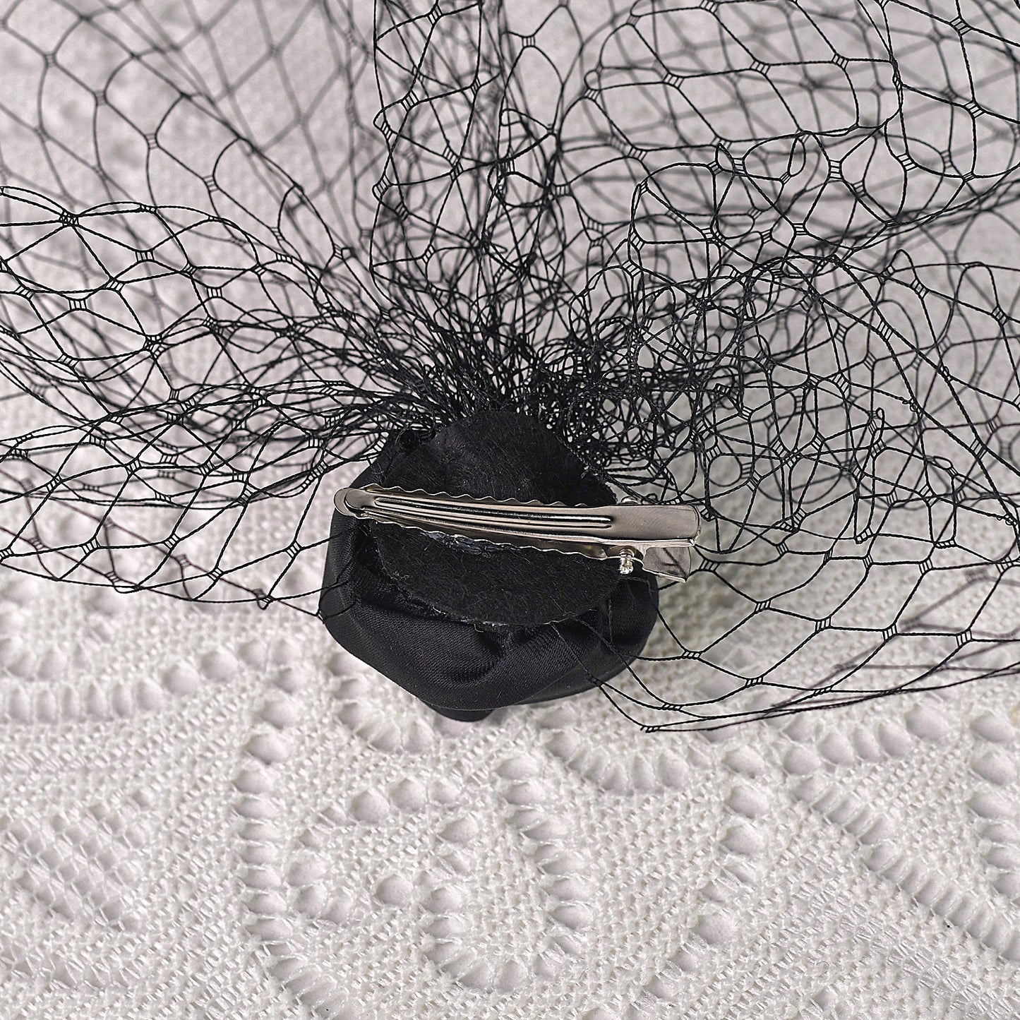 Black Flower Birdcage Bridal Veil Blusher Face Veil Vintage Wedding Hair Accessory - Bridella BVA02