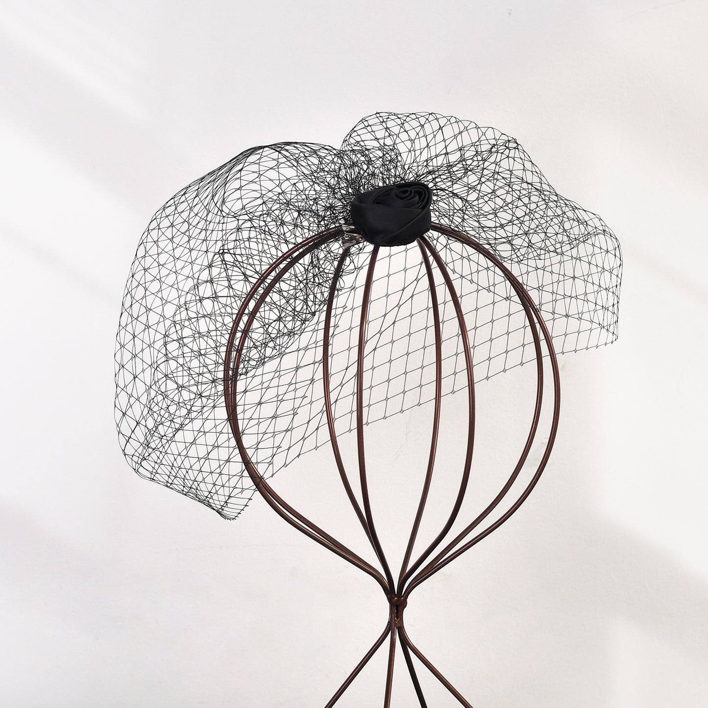 Black Flower Birdcage Bridal Veil Blusher Face Veil Vintage Wedding Hair Accessory - Bridella BVA02