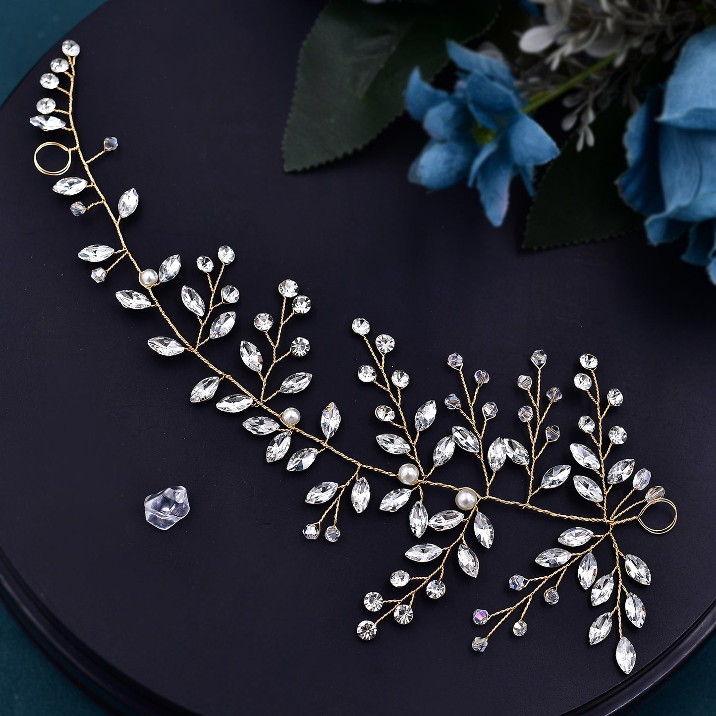 Gold Rhinestone & Pearl Bridal Headpiece for Wedding - Bridella BHP21-G