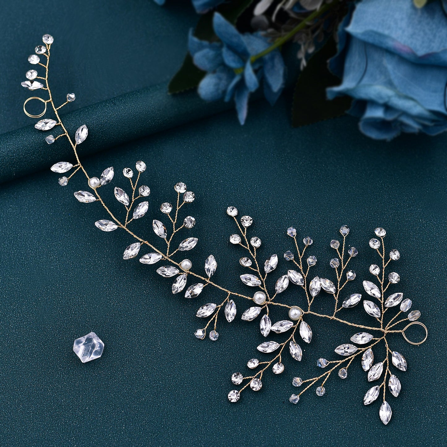Gold Rhinestone & Pearl Bridal Headpiece for Wedding - Bridella BHP21-G