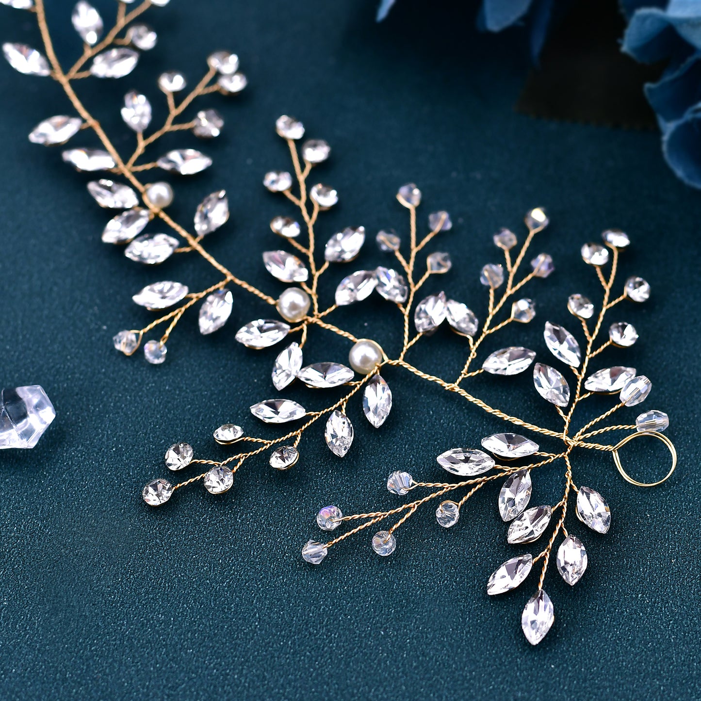 Gold Rhinestone & Pearl Bridal Headpiece for Wedding - Bridella BHP21-G