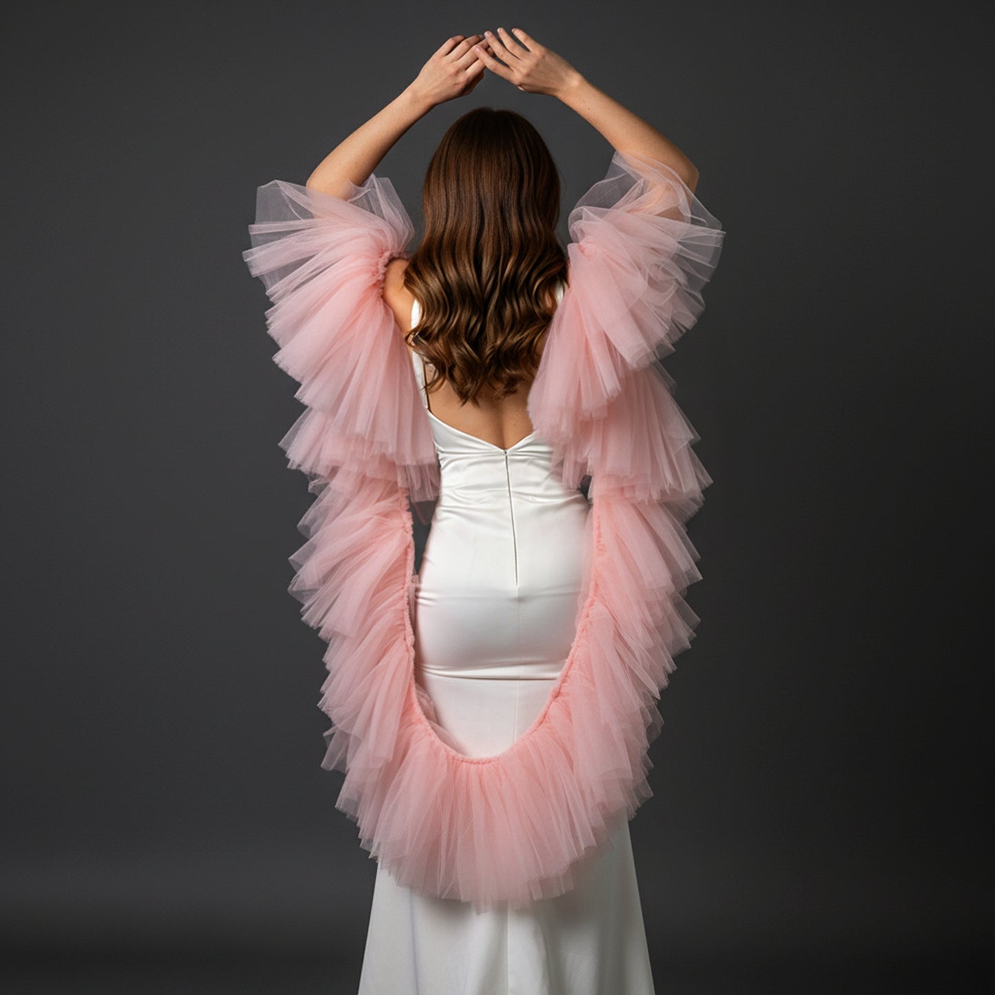 Pleated Tulle Bridal Wrap Wedding Bolero Shawl - Bridella BVG137-PA