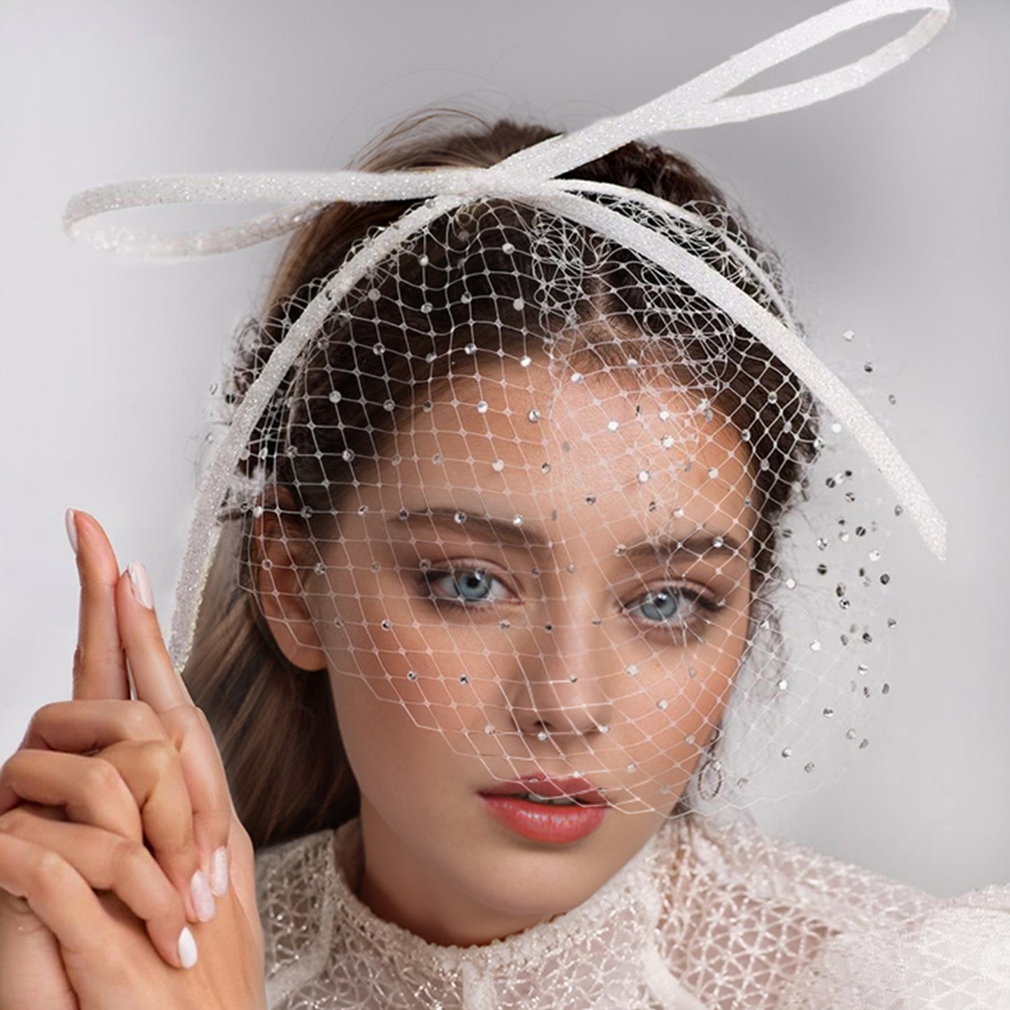 Rhinestone Birdcage Bridal Veil Wedding Headband Veil - Bridella BMA21-W