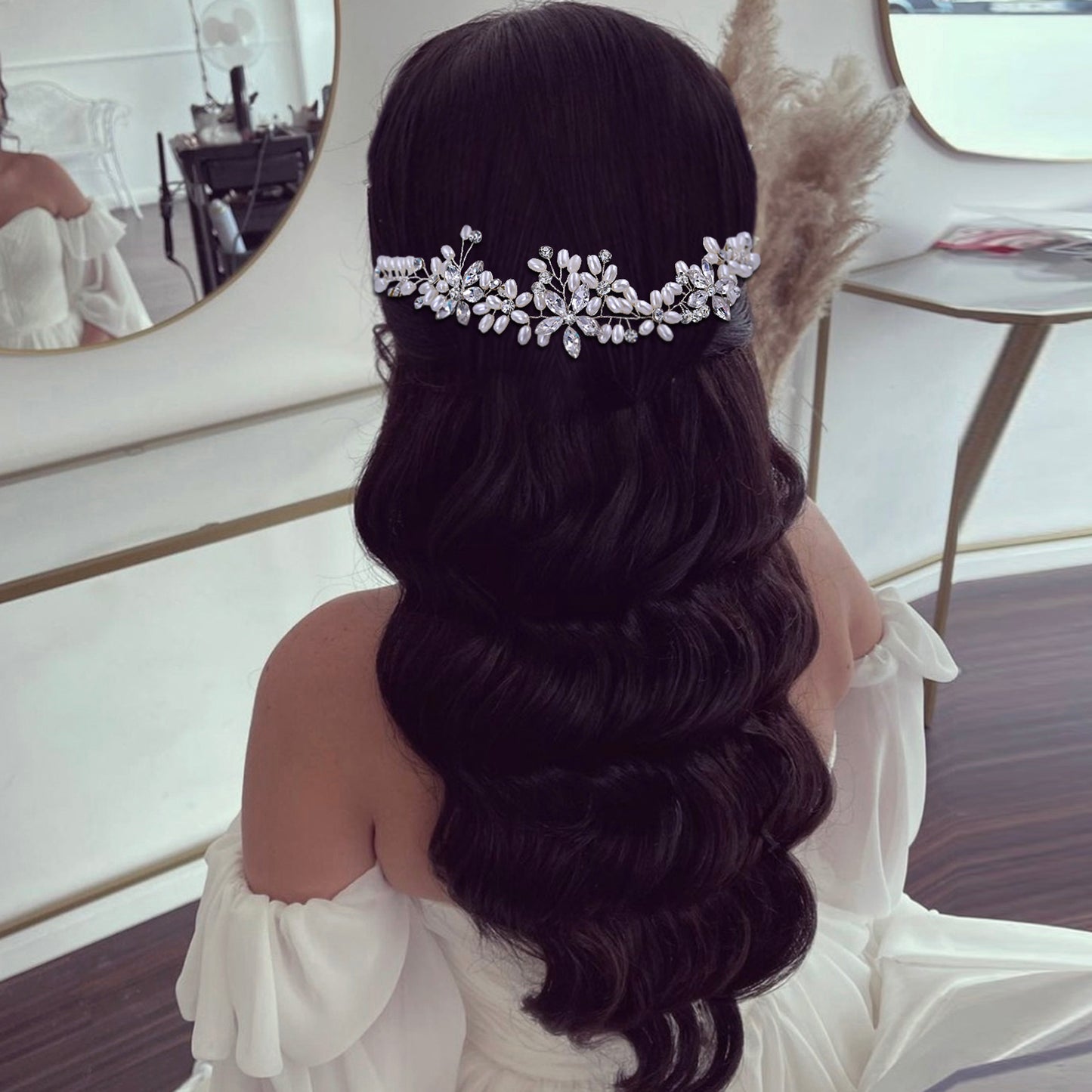 Bridell Sliver Bride Headband Hairstyles with comb