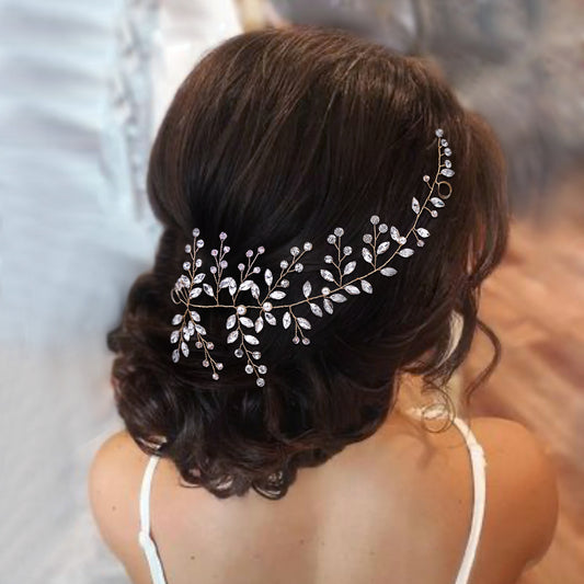 Gold Rhinestone & Pearl Bridal Headpiece for Wedding - Bridella BHP21-G