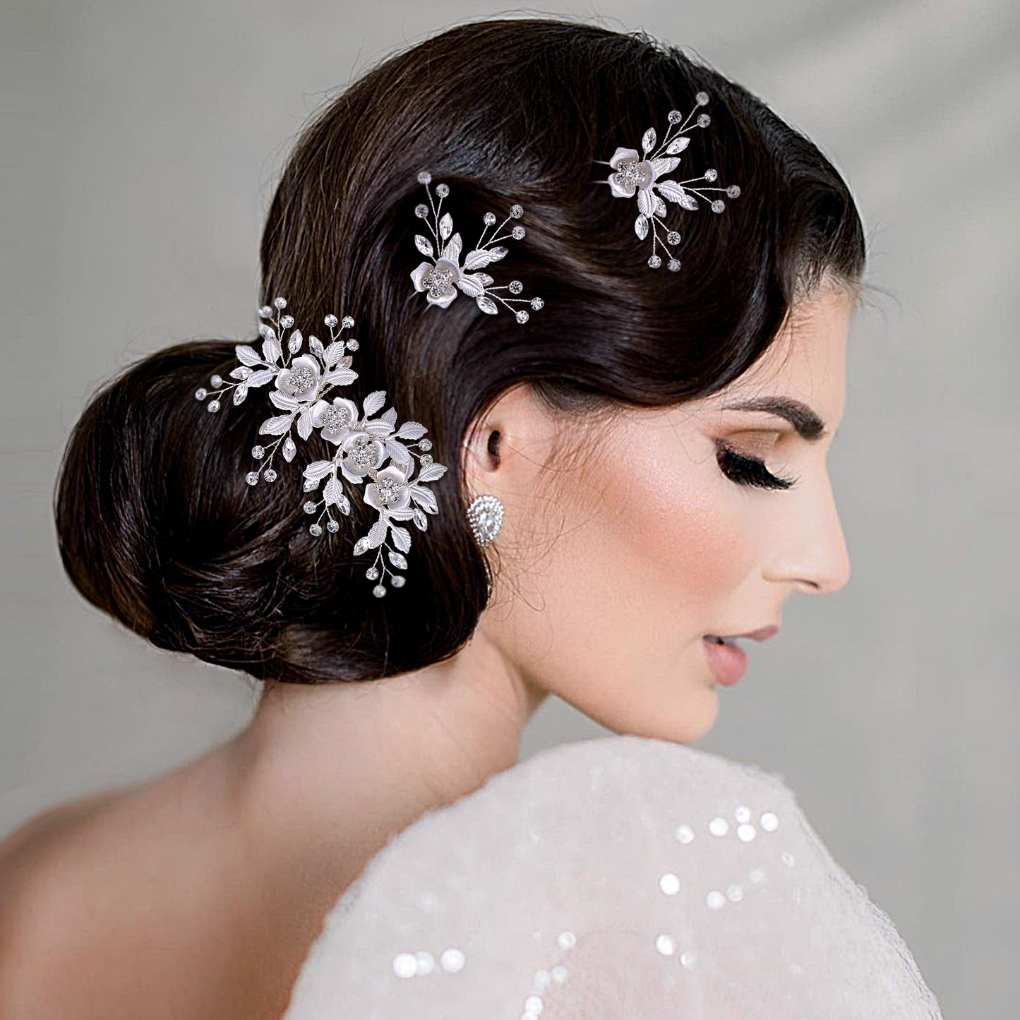 Silver Rhinestone Bridal Hair Fork Wedding Accessory - Bridella BHP343-Fork