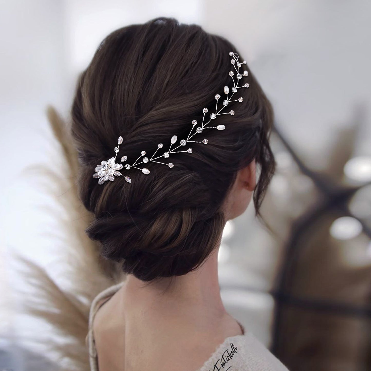 Silver Rhinestone Crown Hair Combs Hair Accessories - Bridella BHP35-S