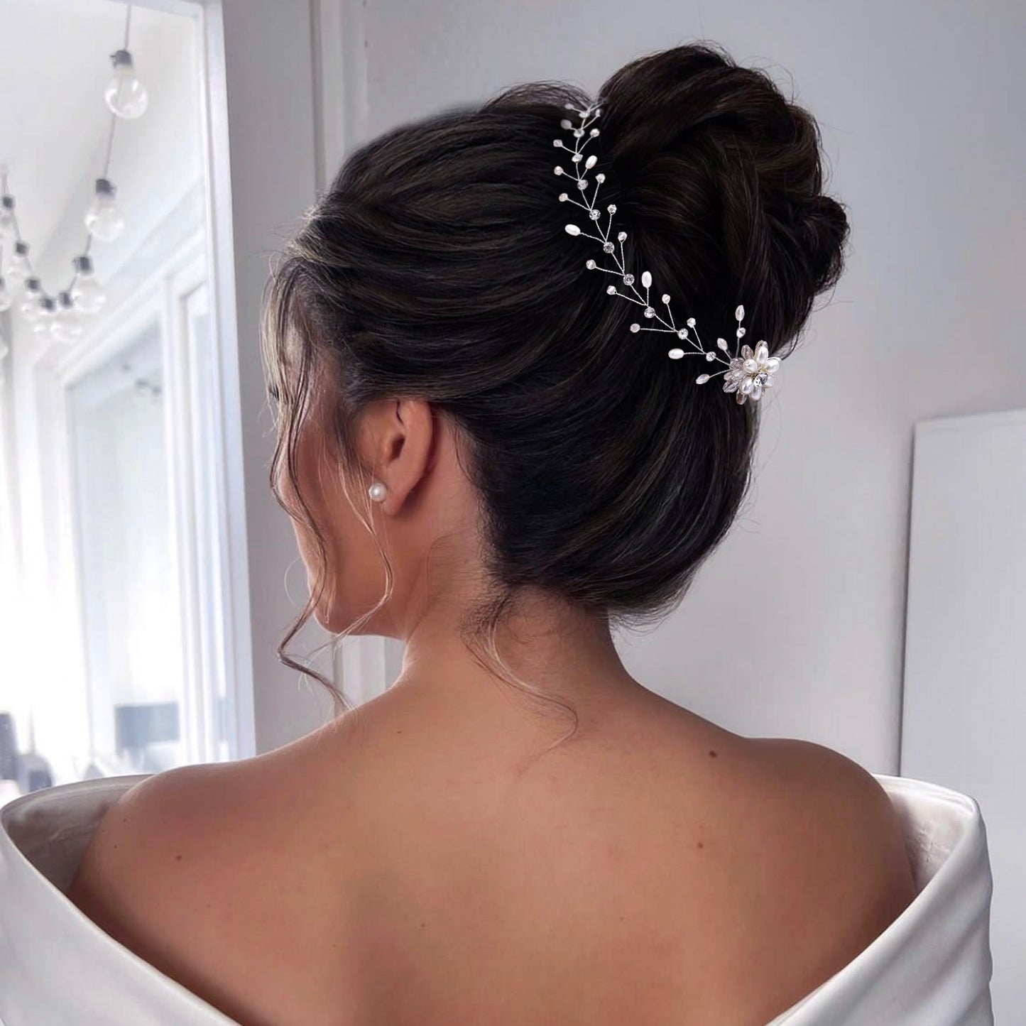 Silver Rhinestone Crown Hair Combs Hair Accessories - Bridella BHP35-S