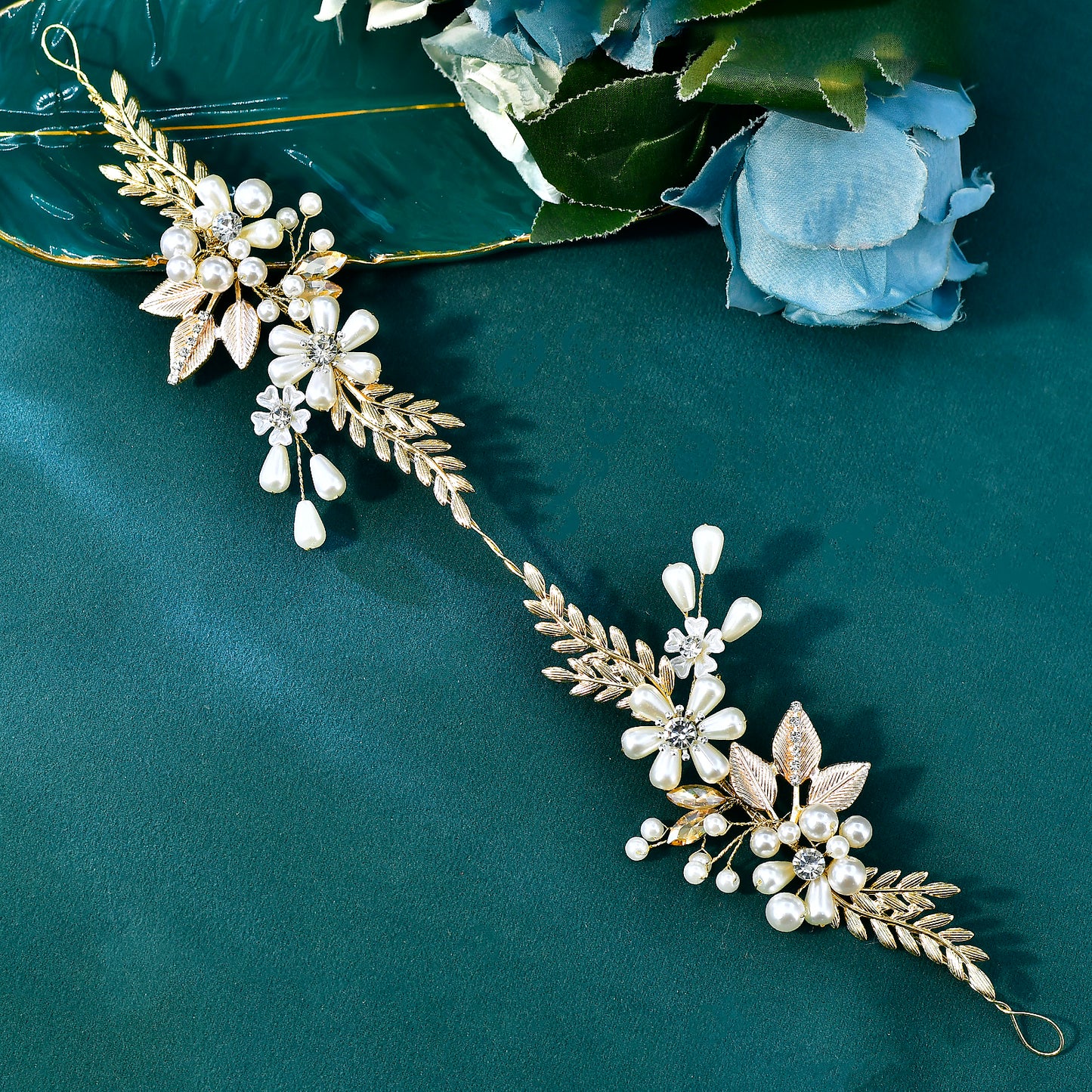 Forest-Style Floral and Pearl Headband- Bridella BHP974