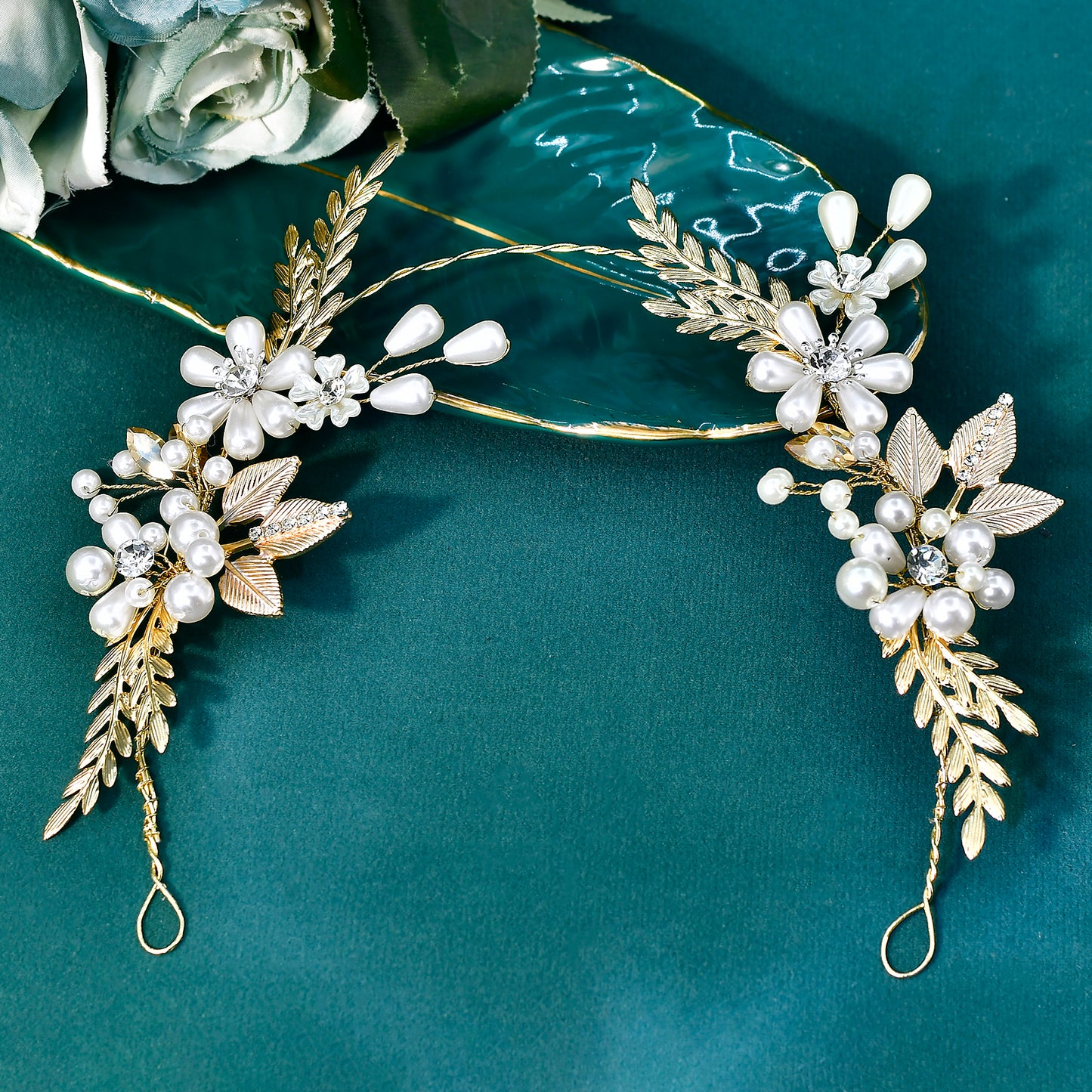 Forest-Style Floral and Pearl Headband- Bridella BHP974