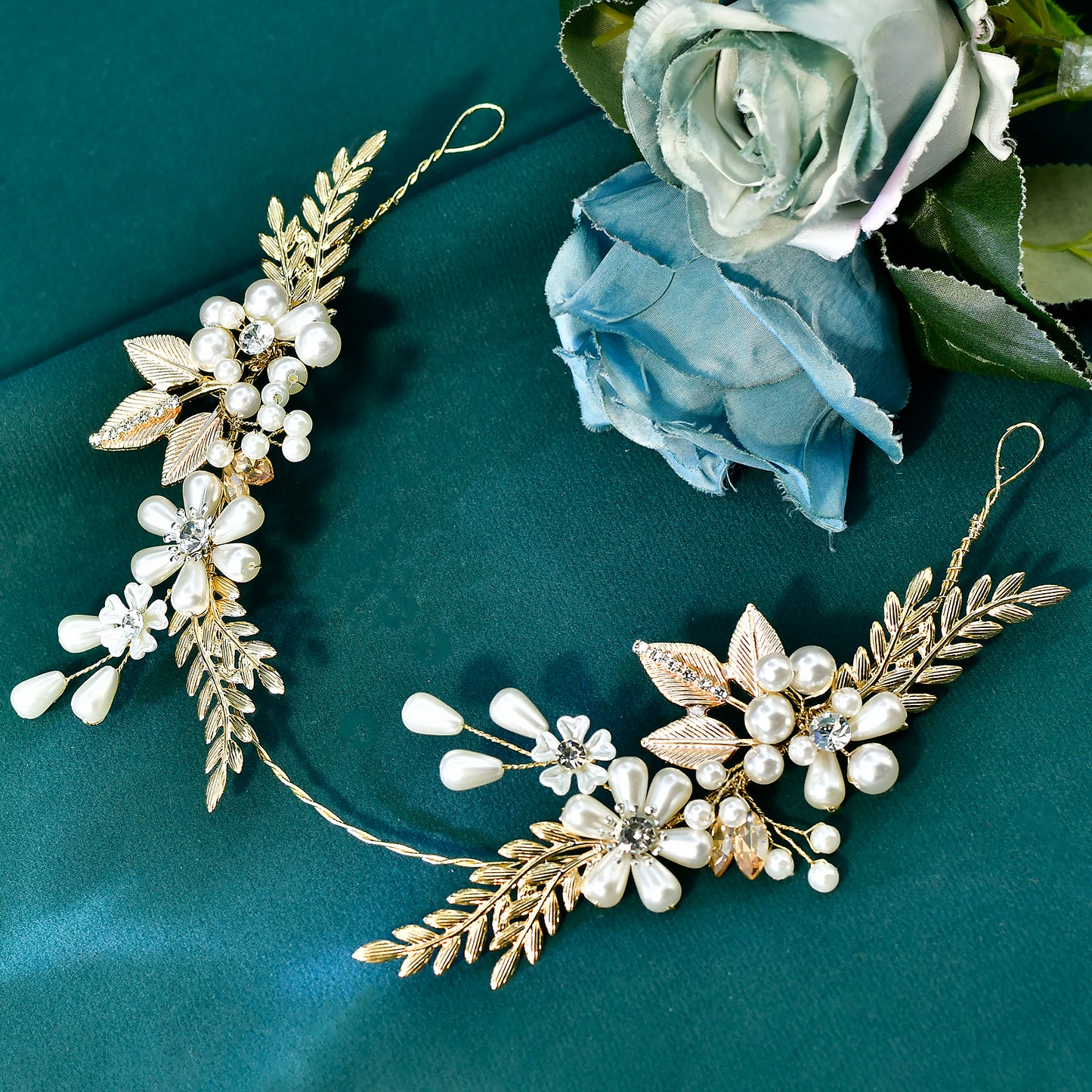 Forest-Style Floral and Pearl Headband- Bridella BHP974