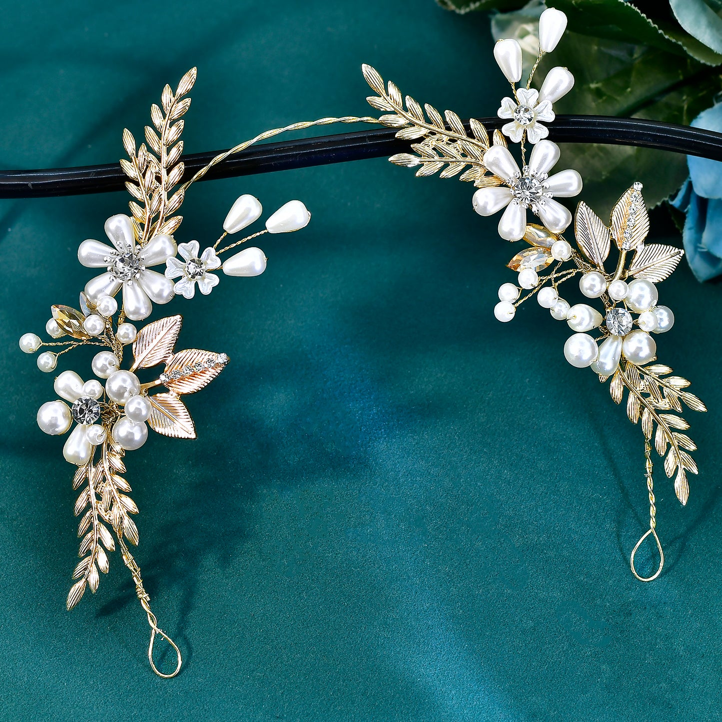 Forest-Style Floral and Pearl Headband- Bridella BHP974