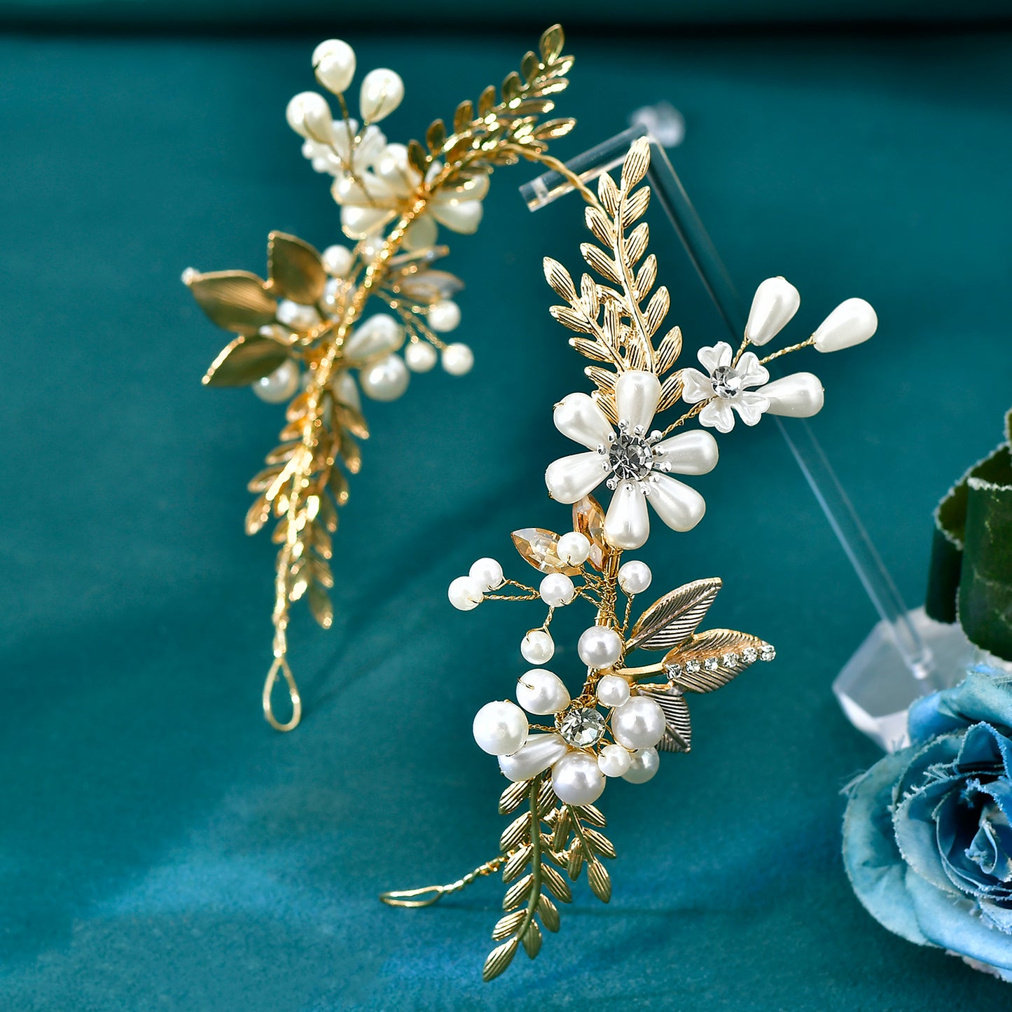 Forest-Style Floral and Pearl Headband- Bridella BHP974