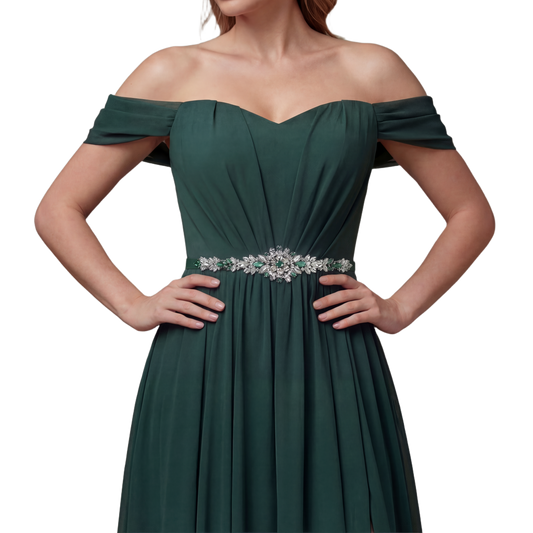 Emerald Green Rhinestone Bridal Sash Wedding Dress Belt – Bridella BS124KL