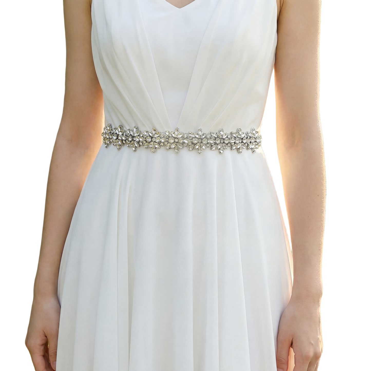 Black Rhinestone Elastic Bridal Belt Luxury - Bridella BS269-D