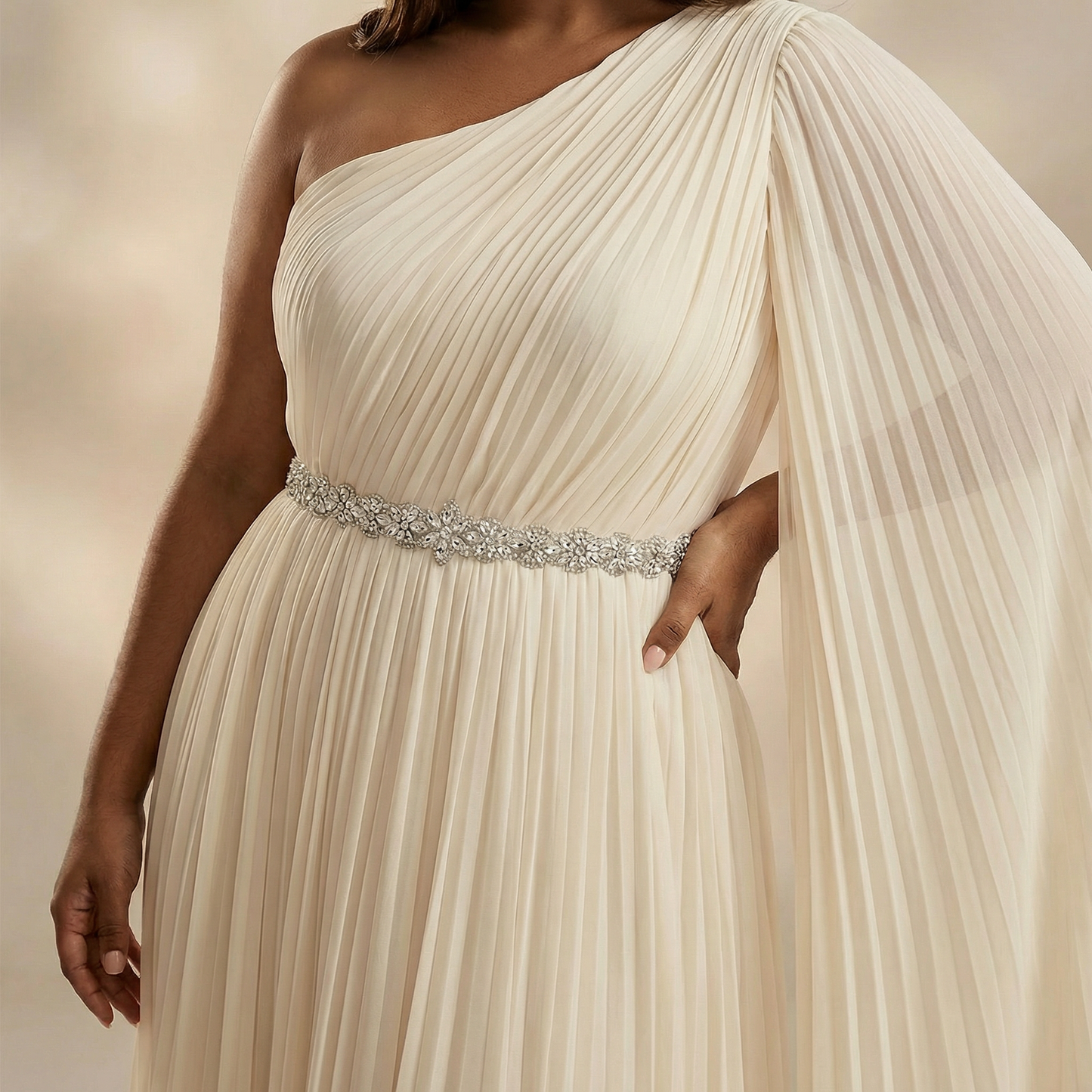 Ivory Rhinestone Belt -Bridella BS21