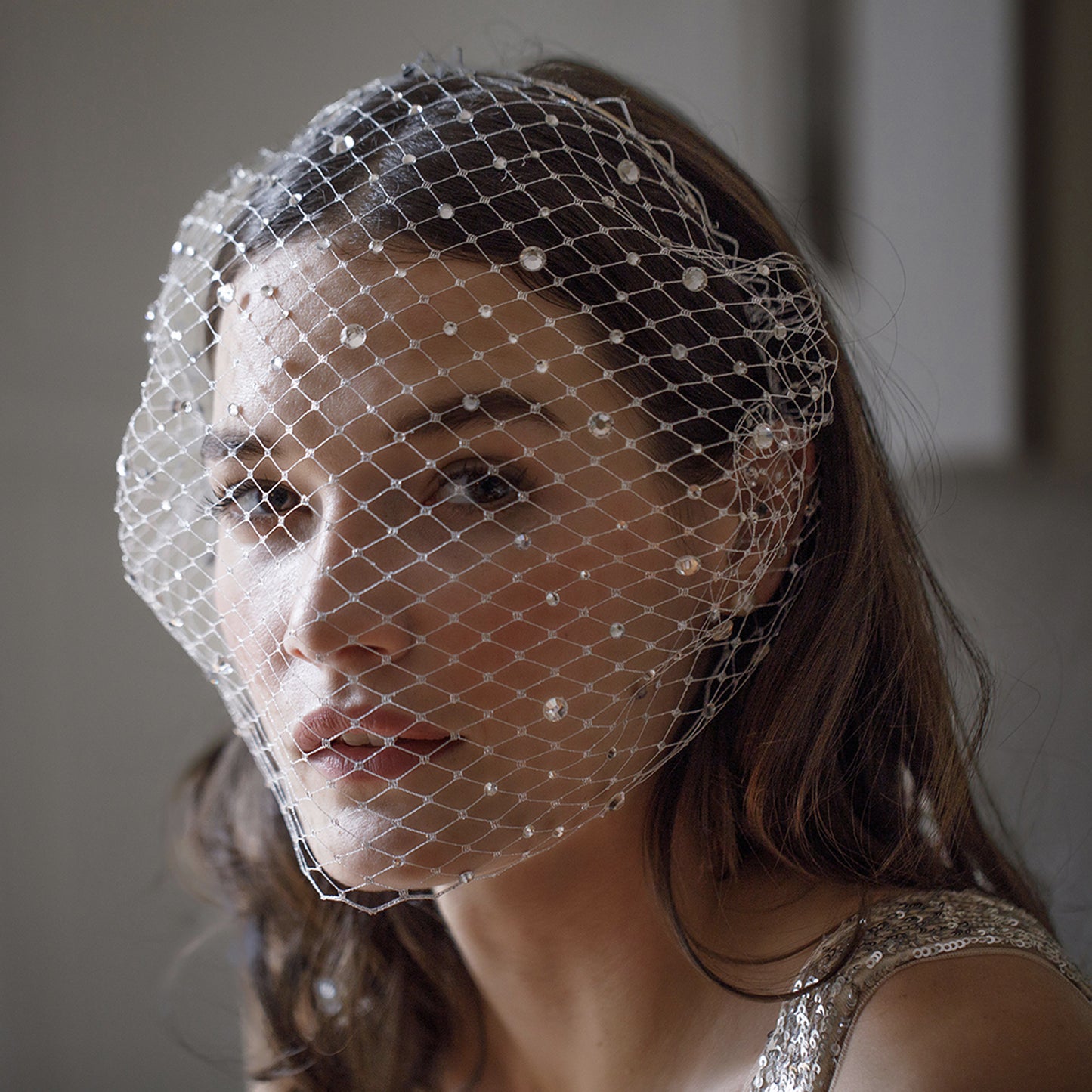 Birdcage Bridal Veil Elastic Headband Blusher Face Veil Wedding Hair Accessory - Bridella BVA12-W