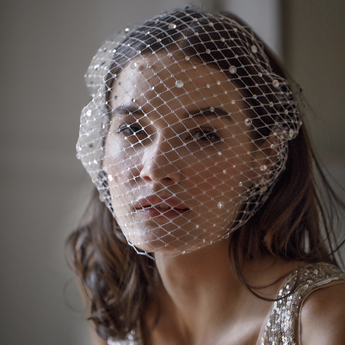 Birdcage Bridal Veil Elastic Headband Blusher Face Veil Wedding Hair Accessory - Bridella BVA12-W