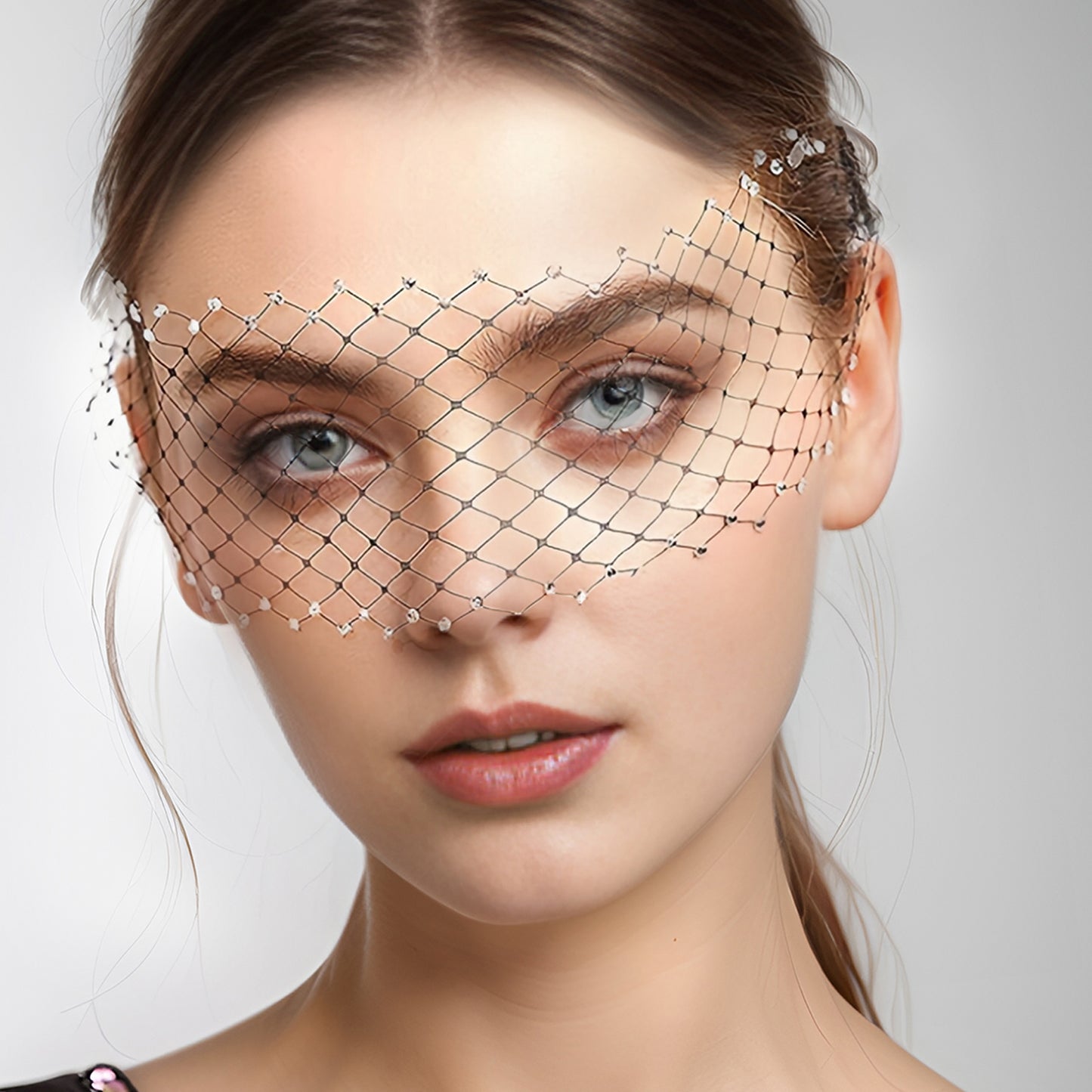 Sparkling Birdcage Bridal Veil Diamond Wedding Veil - Bridella BMA17-W