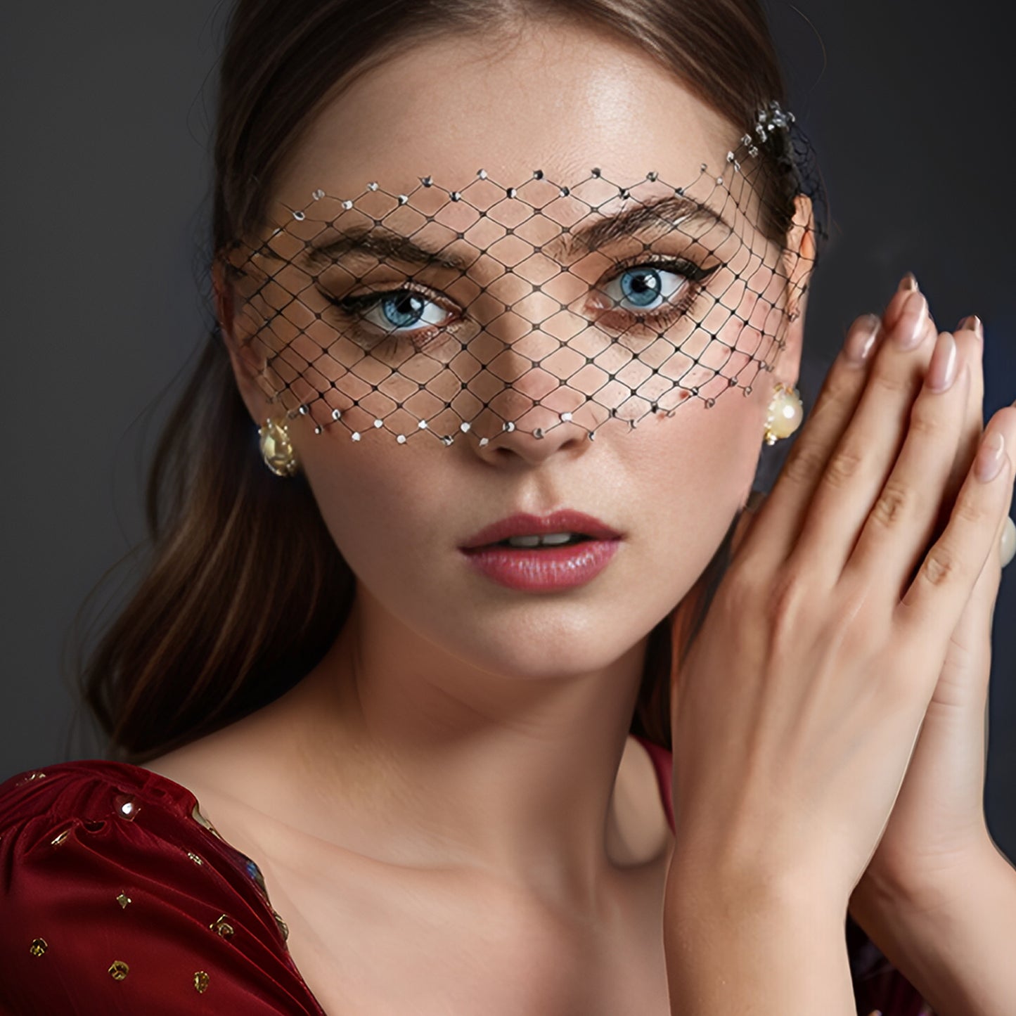 Sparkling Birdcage Bridal Veil Diamond Wedding Veil - Bridella BMA17-W