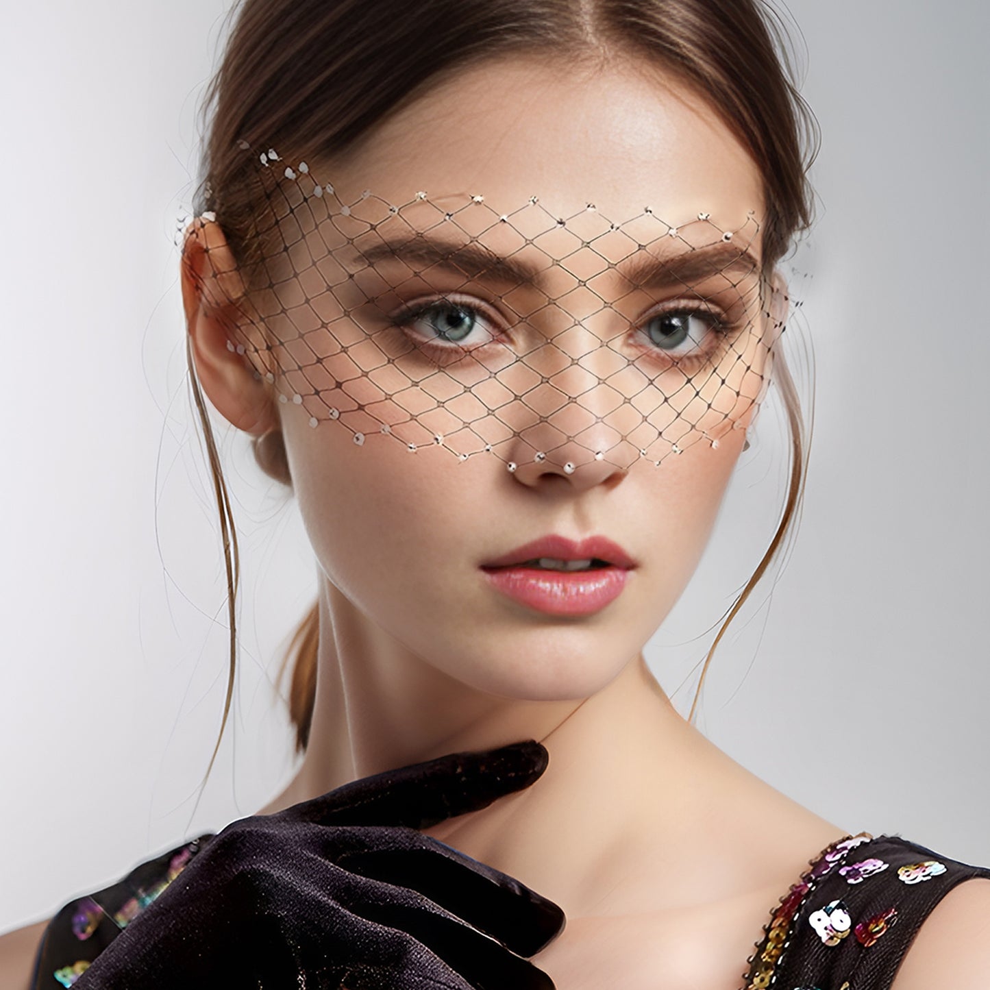 Sparkling Birdcage Bridal Veil Diamond Wedding Veil - Bridella BMA17-W