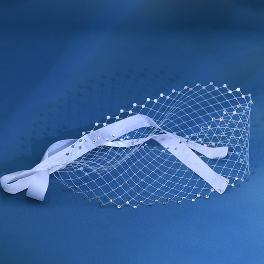 Sparkling Birdcage Bridal Veil Diamond Wedding Veil - Bridella BMA17-W